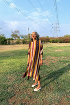 Kaftaan Dress In Nadu Stripes Print - CiceroniDressesNIKYTA