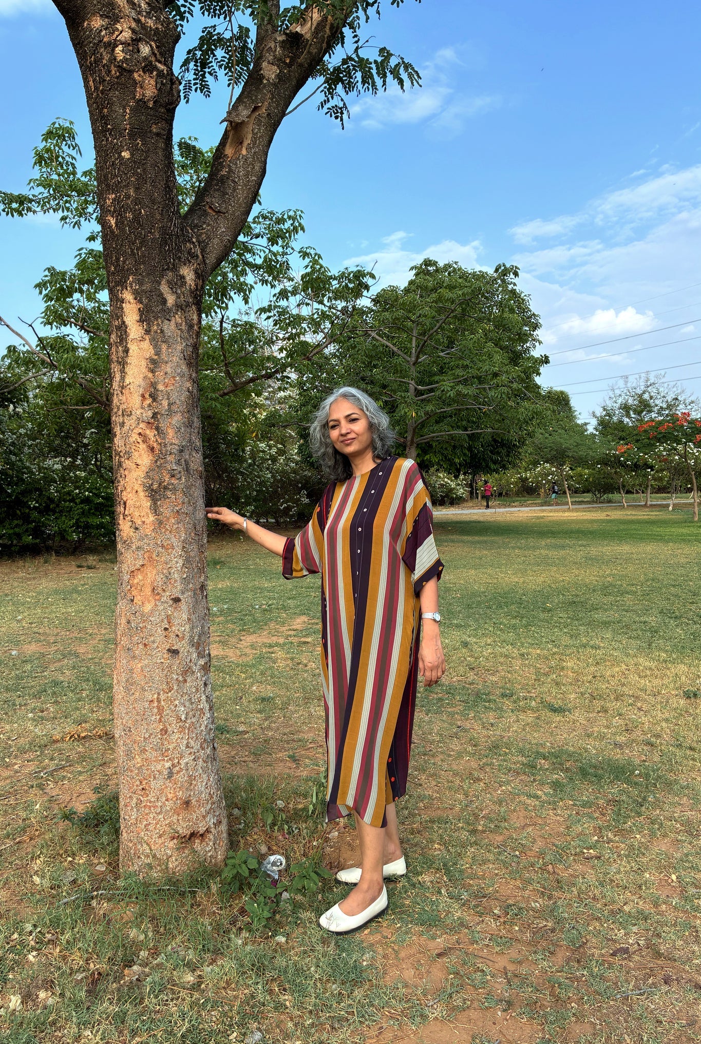 Kaftaan Dress In Nadu Stripes Print - CiceroniDressesNIKYTA