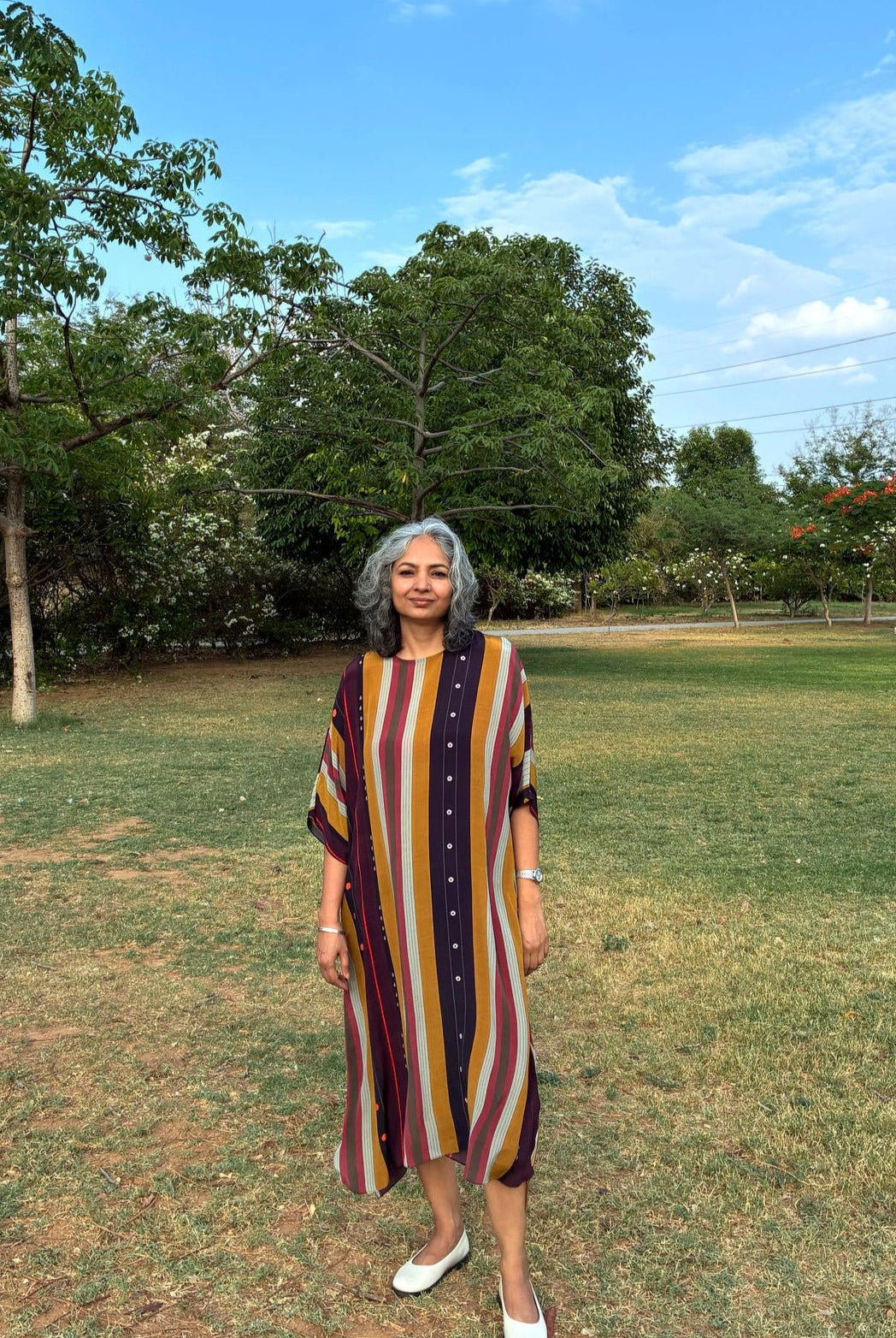 Kaftaan Dress In Nadu Stripes Print - CiceroniDressesNIKYTA