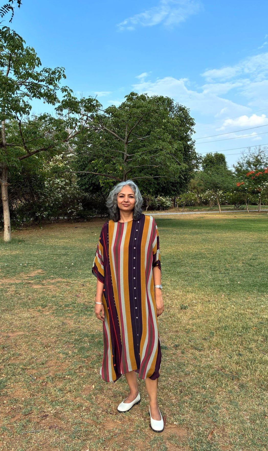 Kaftaan Dress In Nadu Stripes Print - CiceroniDressesNIKYTA