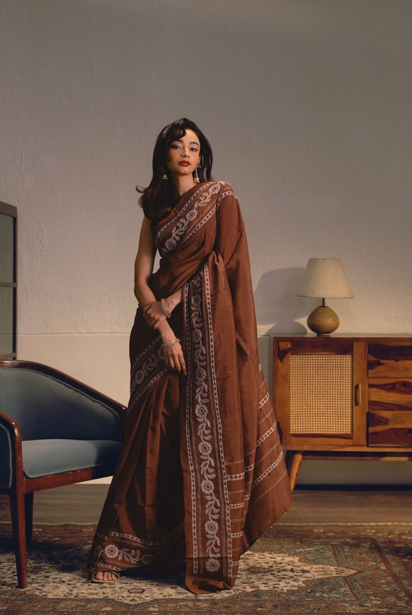 Kajri - Dark Brown - CiceroniSareeIra