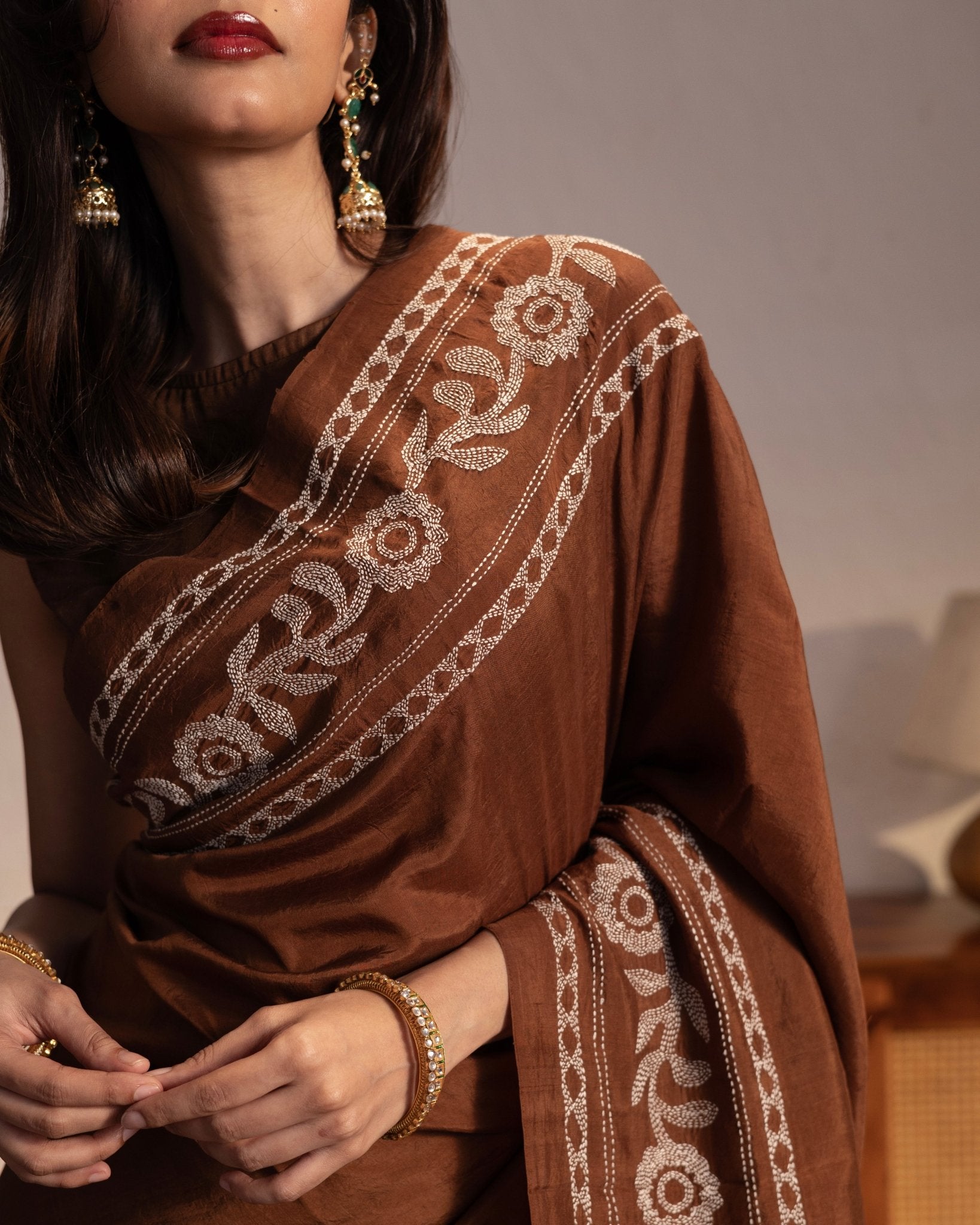 Kajri - Dark Brown - CiceroniSareeIra