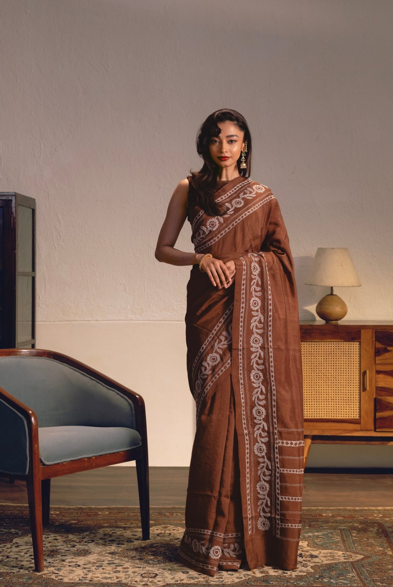 Kajri - Dark Brown - CiceroniSareeIra