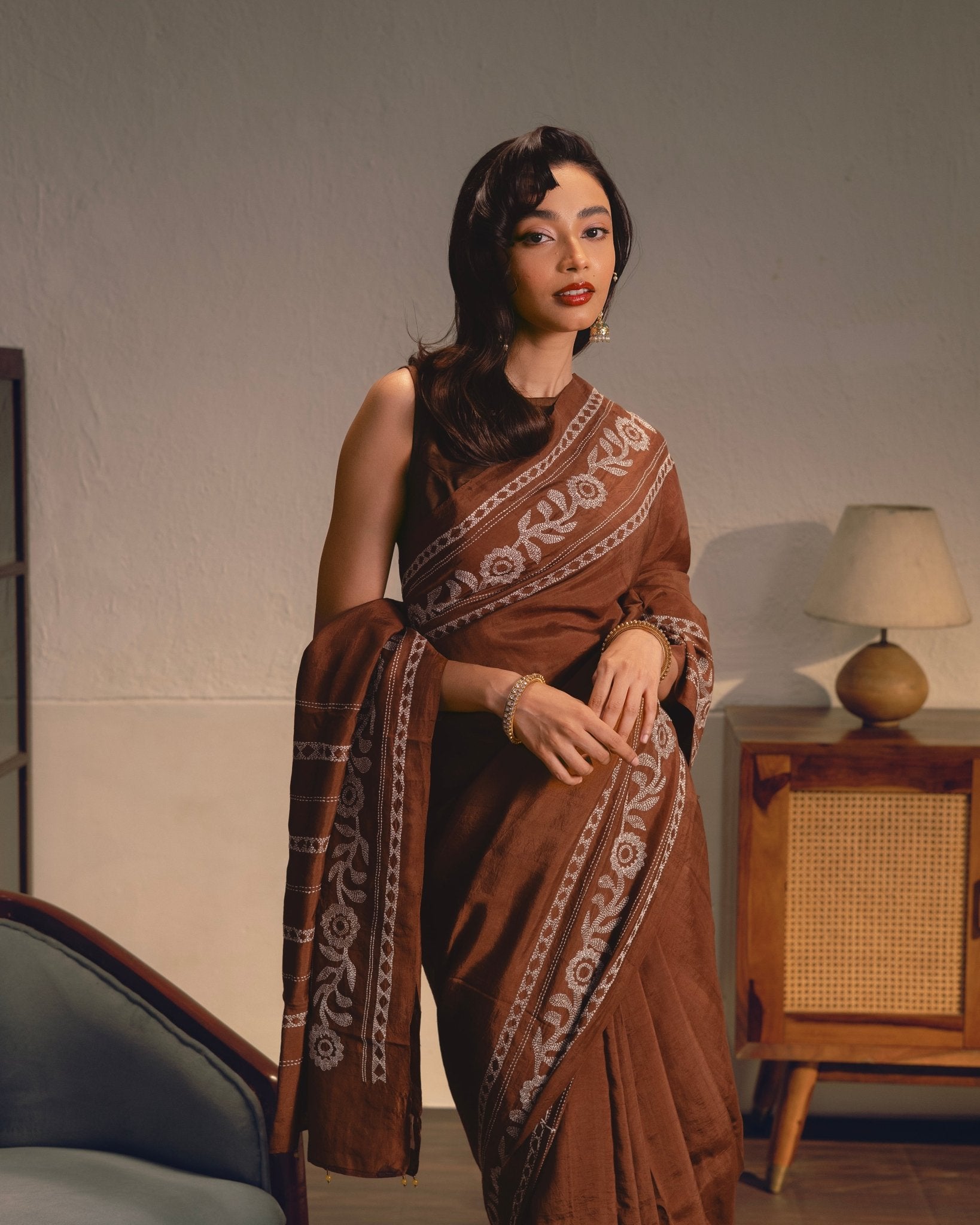 Kajri - Dark Brown - CiceroniSareeIra