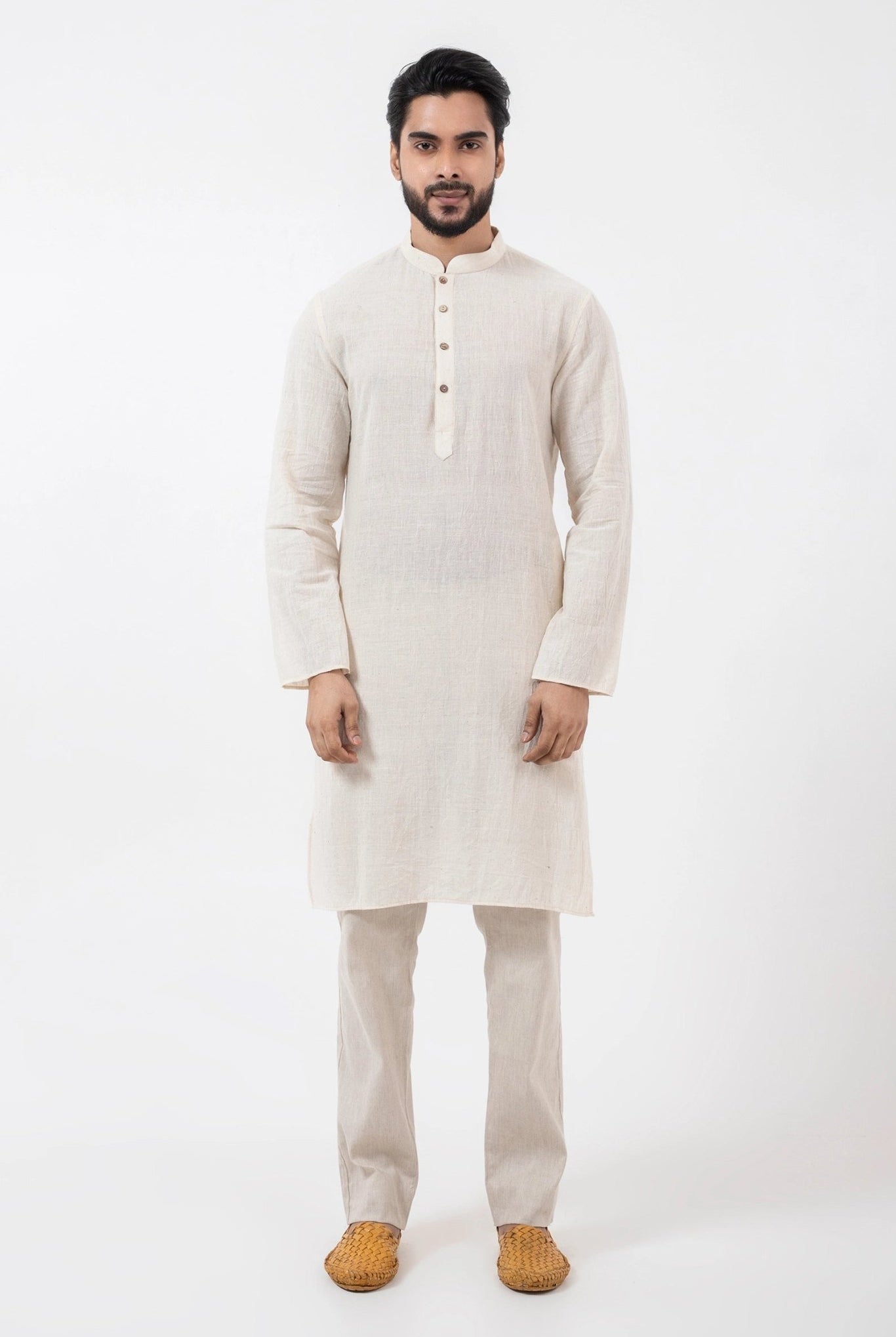 Kala Cotton Off - white Knee Length Kurta - CiceroniKurta, Festive WearInkriti
