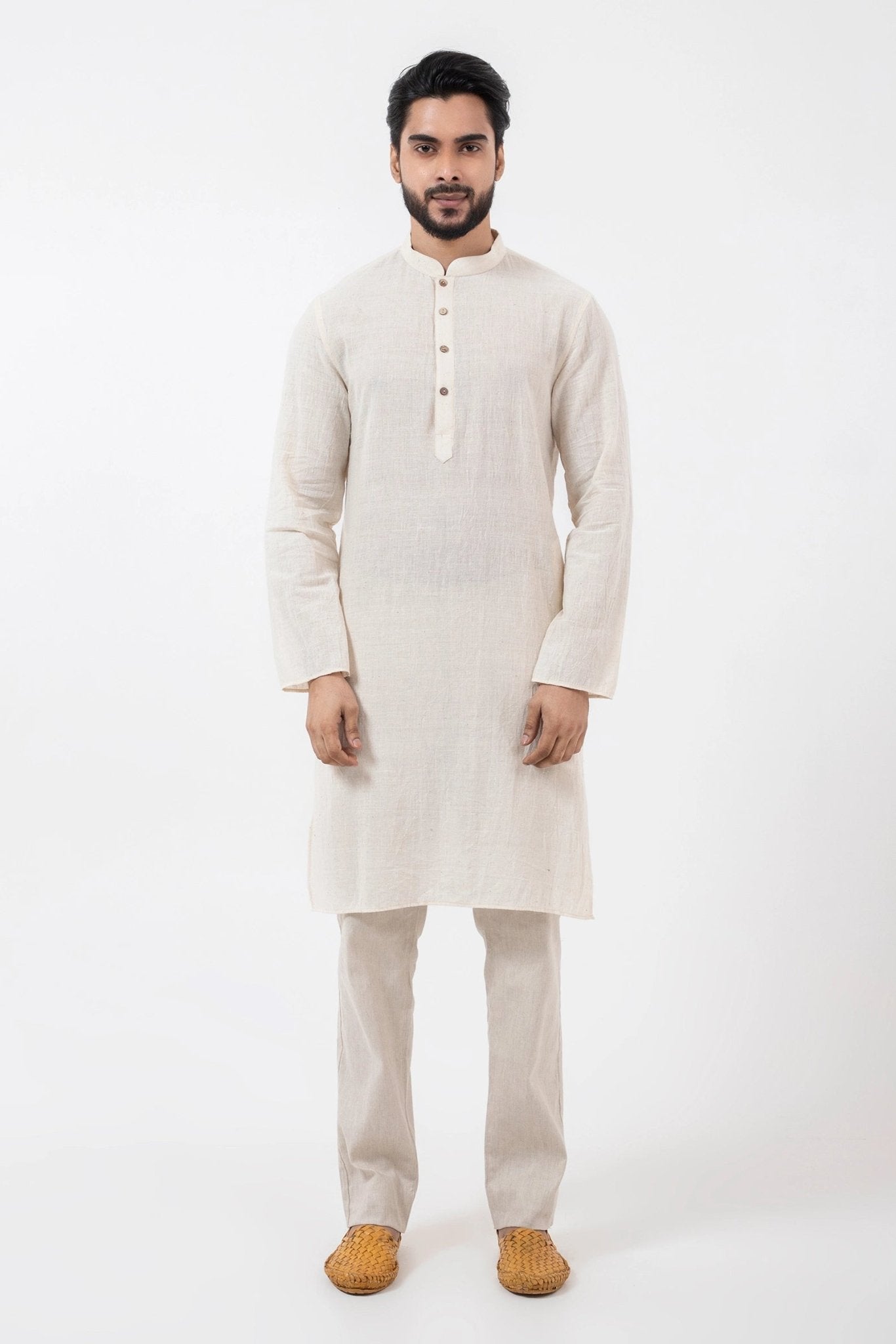 Kala Cotton Off - white Knee Length Kurta - CiceroniKurta, Festive WearInkriti