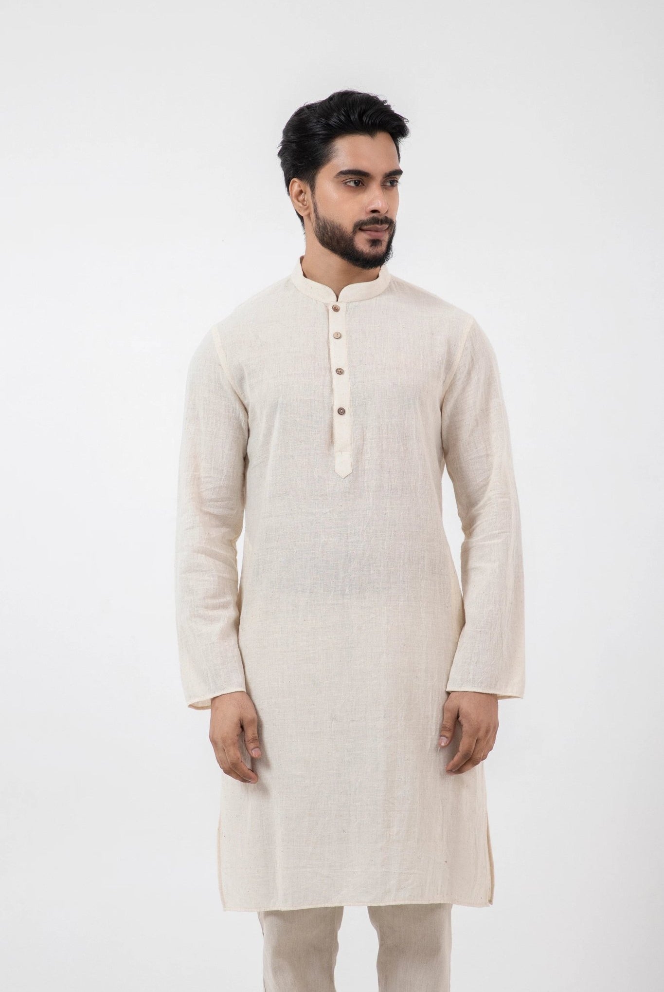 Kala Cotton Off - white Knee Length Kurta - CiceroniKurta, Festive WearInkriti