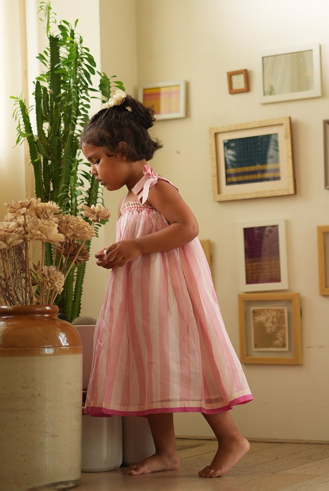 Kamal lehenga set in baby pink stripes - CiceroniKurta Set, Festive WearLove The World Today