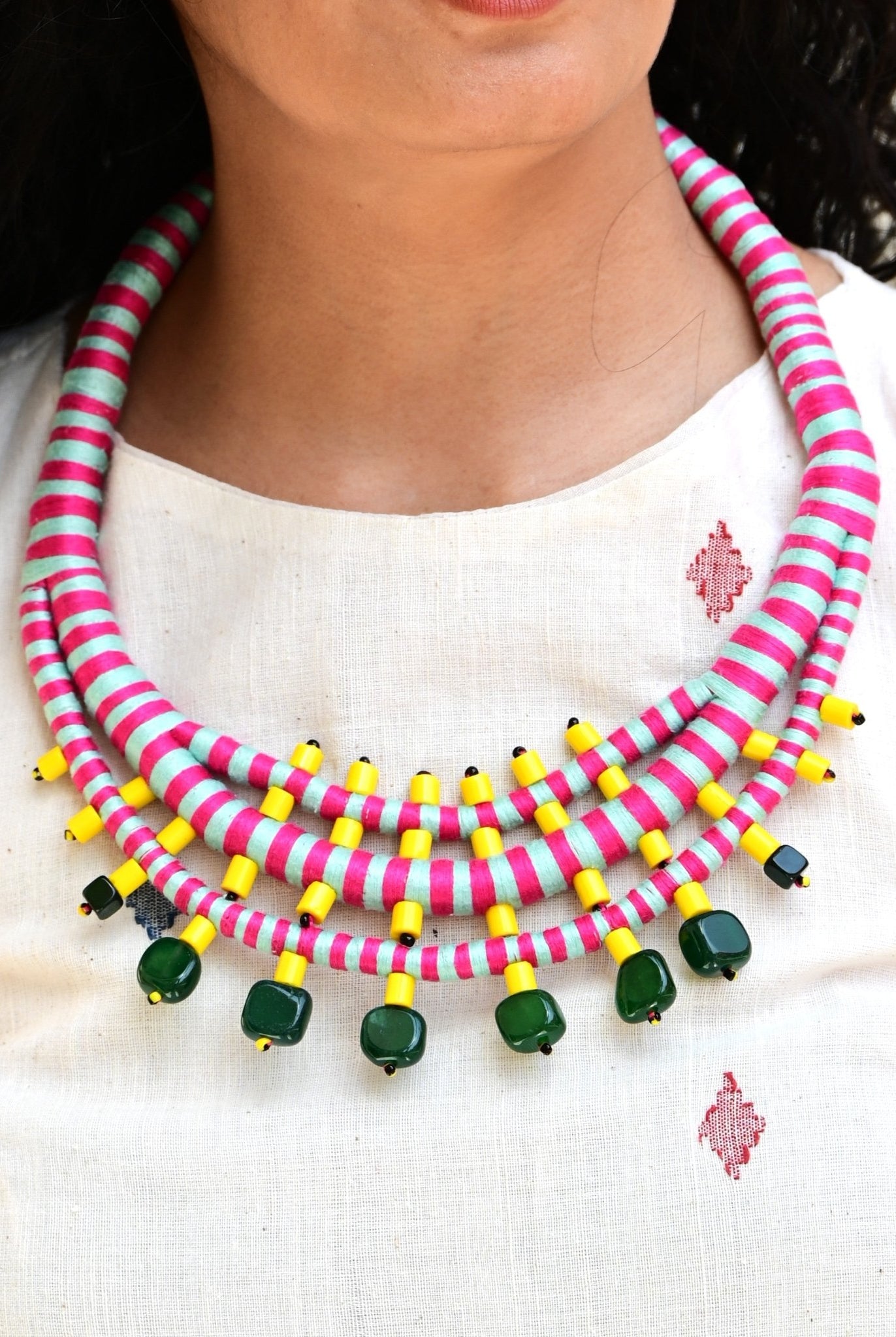 Kanak Leher Necklace - Pink - CiceroniNeckpieceBandish