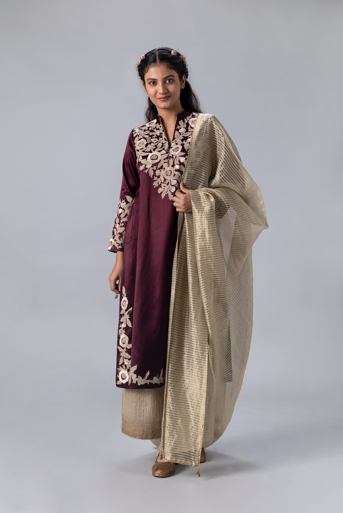 Kanchan Wine Kurta - CiceroniKurtaShades of India