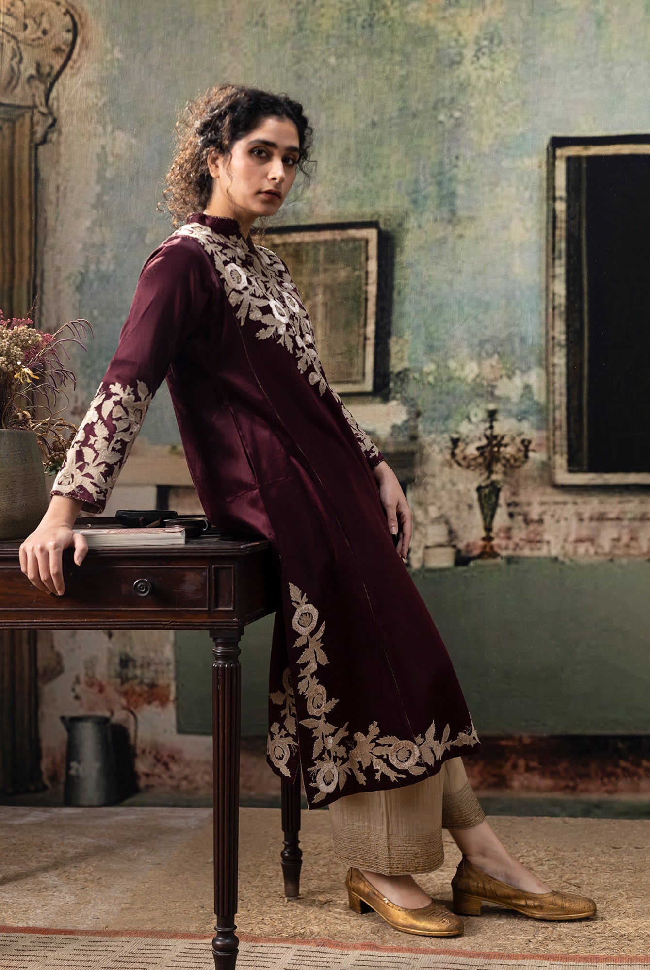 Kanchan Wine Kurta - CiceroniKurtaShades of India