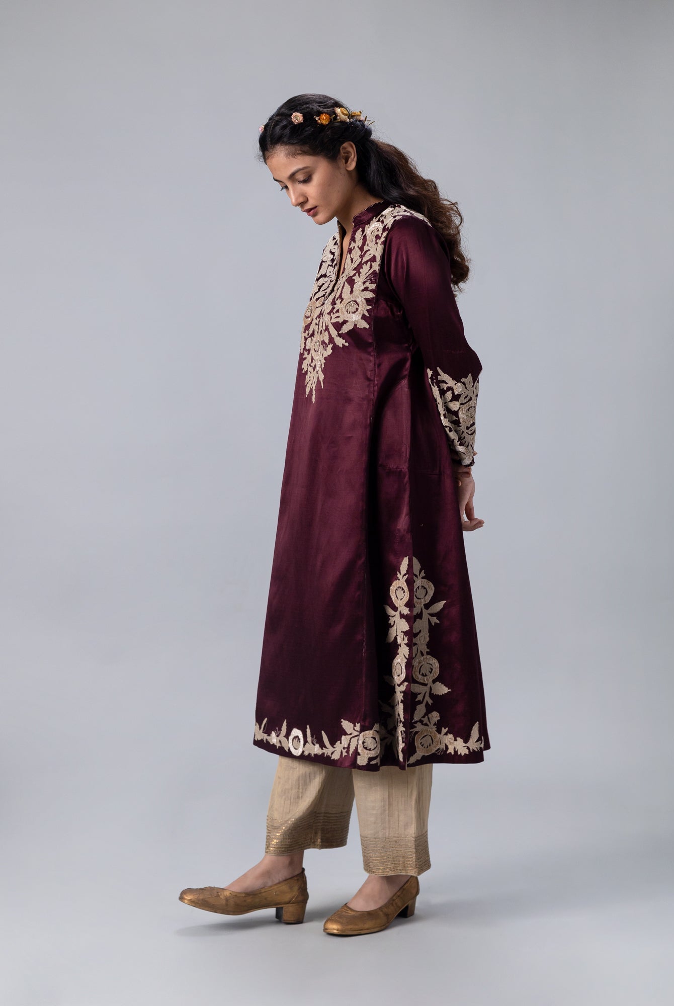 Kanchan Wine Kurta - CiceroniKurtaShades of India