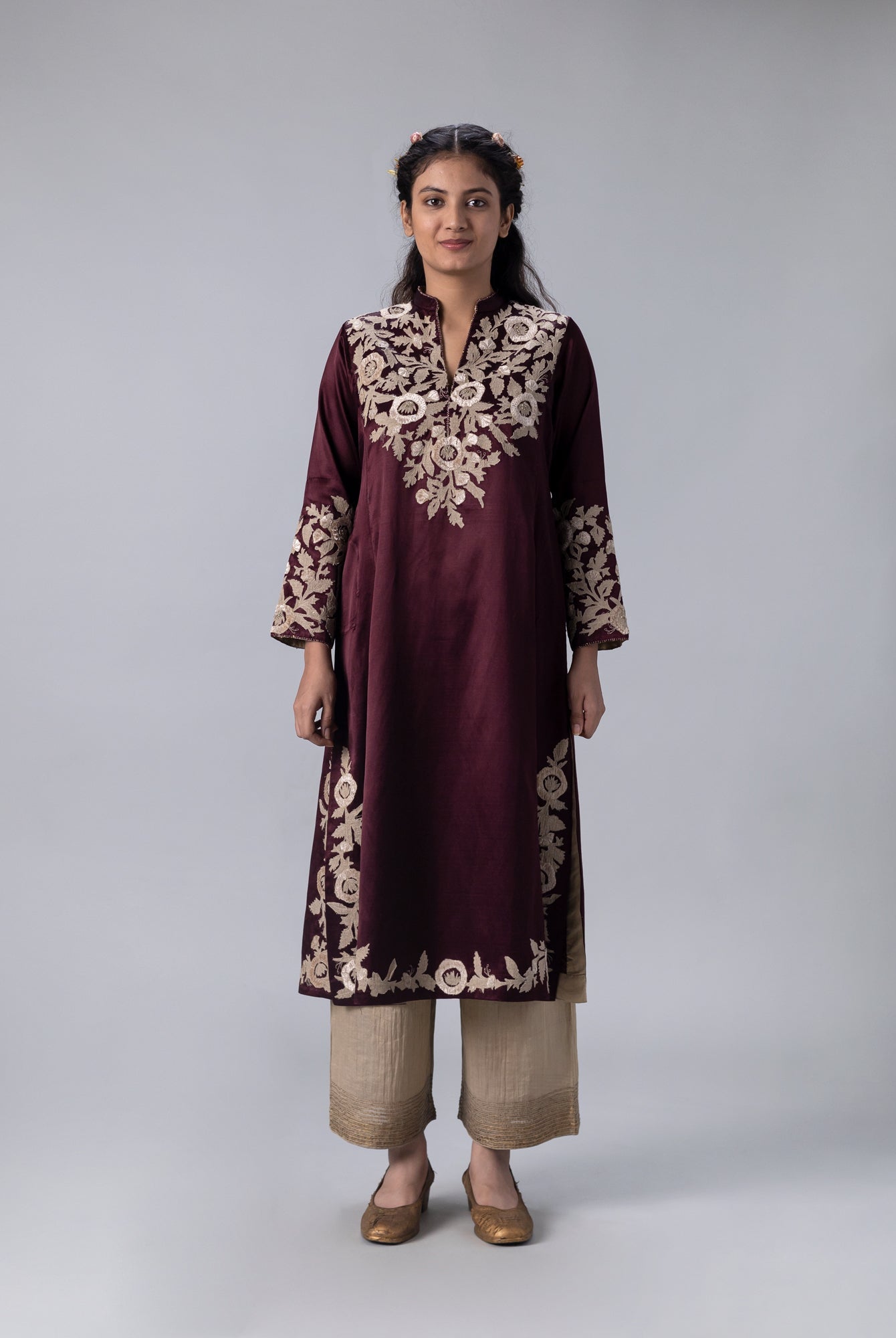Kanchan Wine Kurta - CiceroniKurtaShades of India