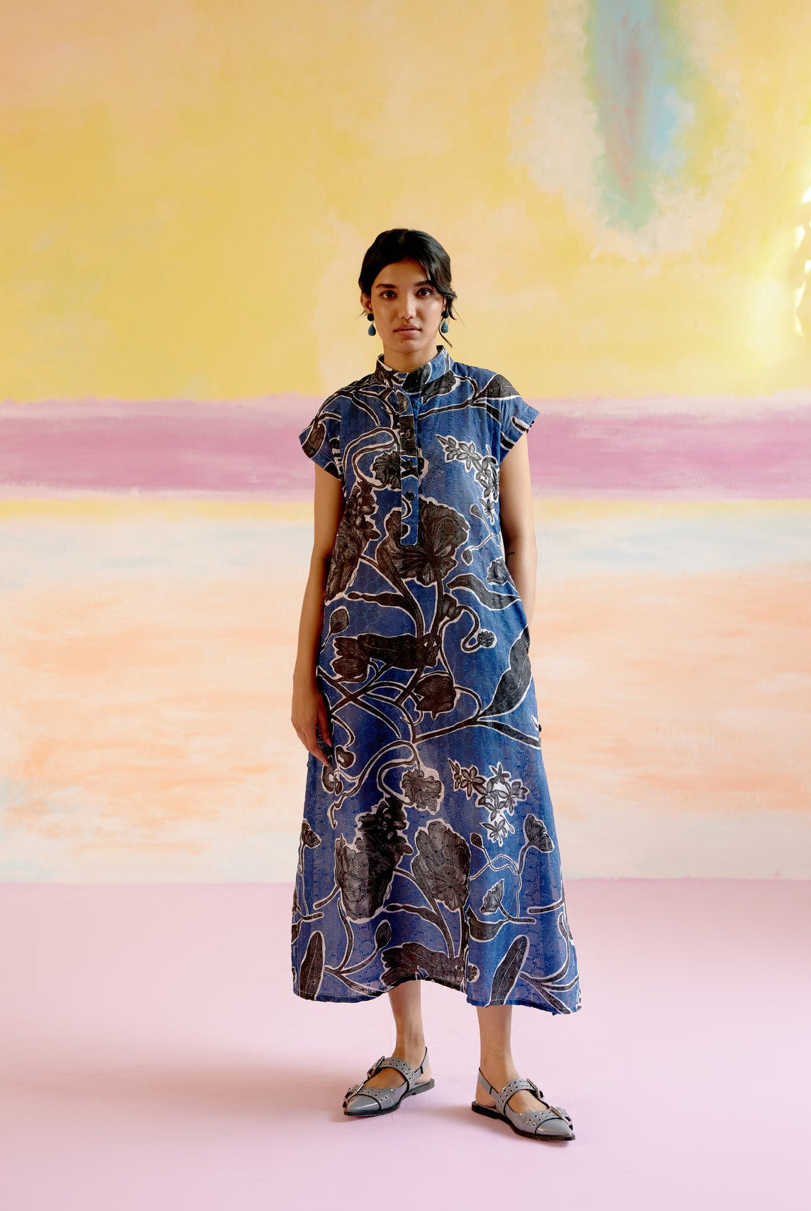 Kara Kaftan Dress - Blue Jardin - CiceroniDressesHappi Space
