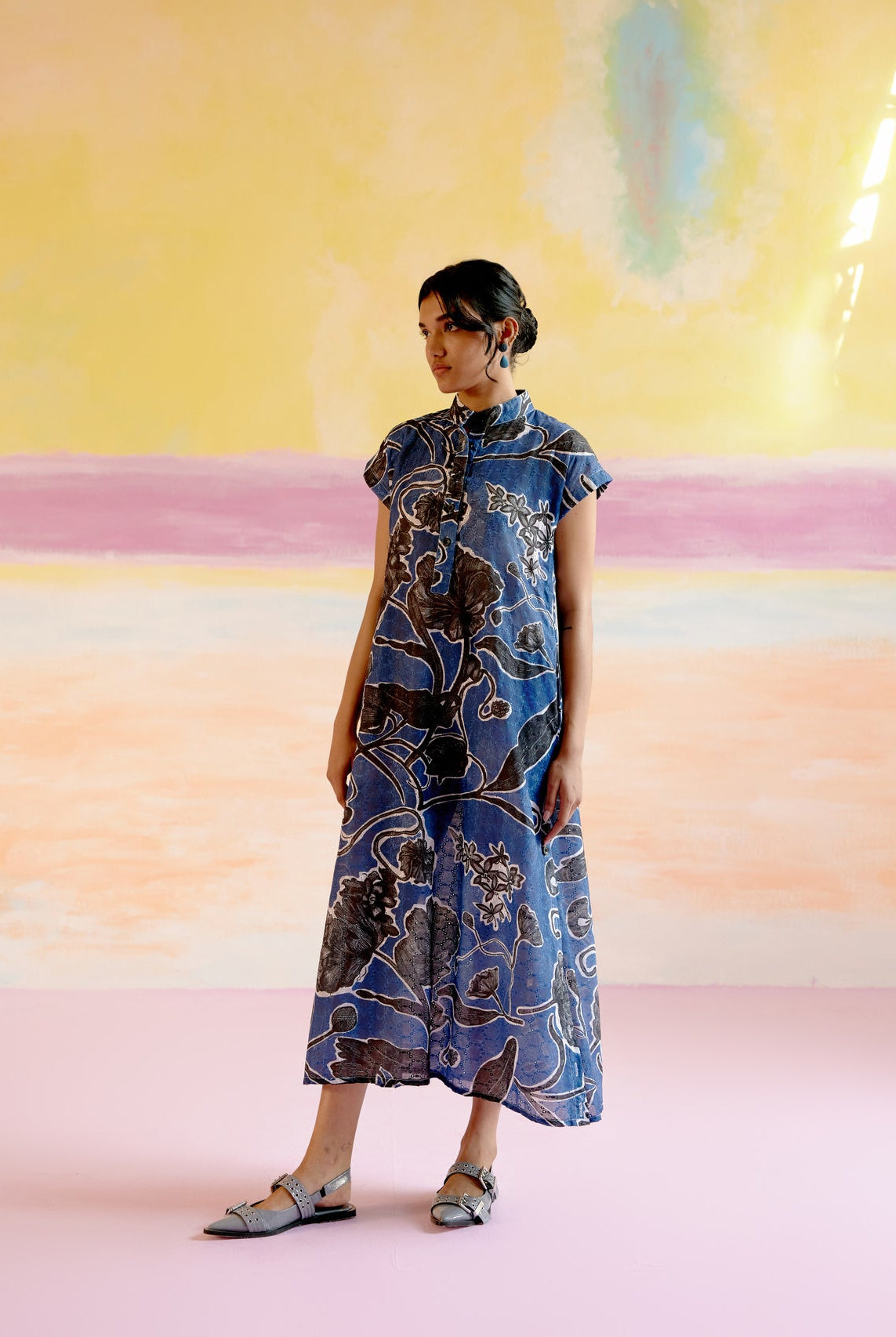 Kara Kaftan Dress - Blue Jardin - CiceroniDressesHappi Space
