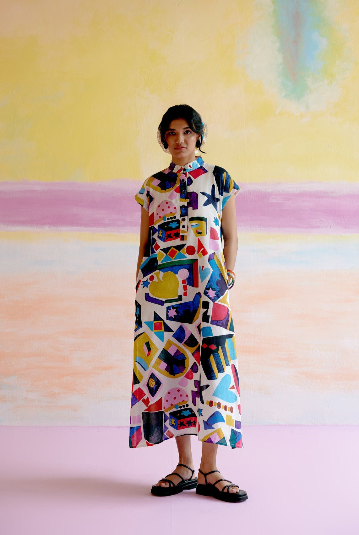 Kara Kaftan Dress in Arcade Print - CiceroniDressesHappi Space