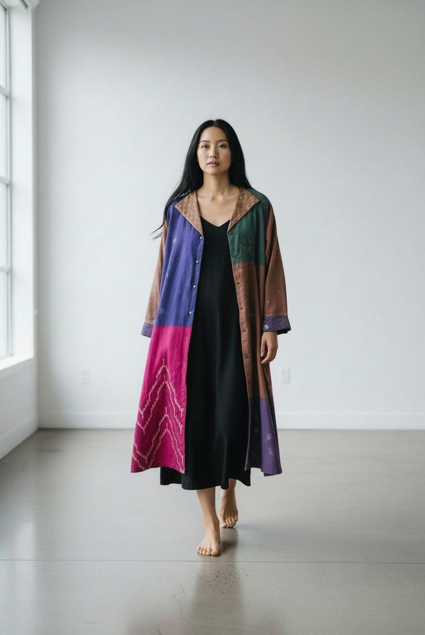 Karat Patch Shirt Dress – Red Magenta Jamdani - CiceroniDressesBhomra