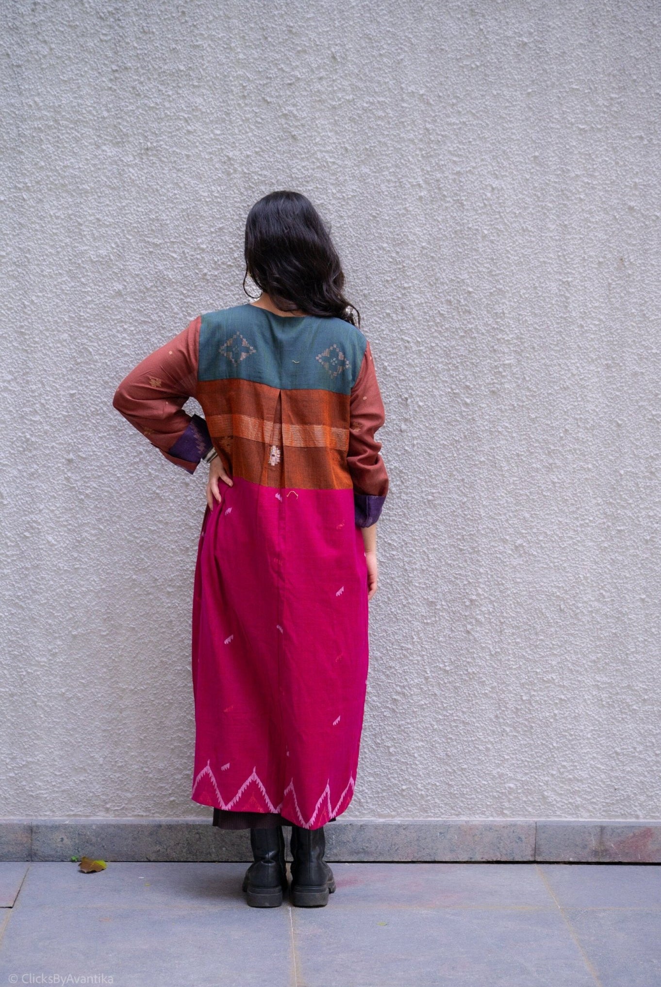 Karat Patch Shirt Dress – Rust Orange Jamdani - CiceroniDressesBhomra