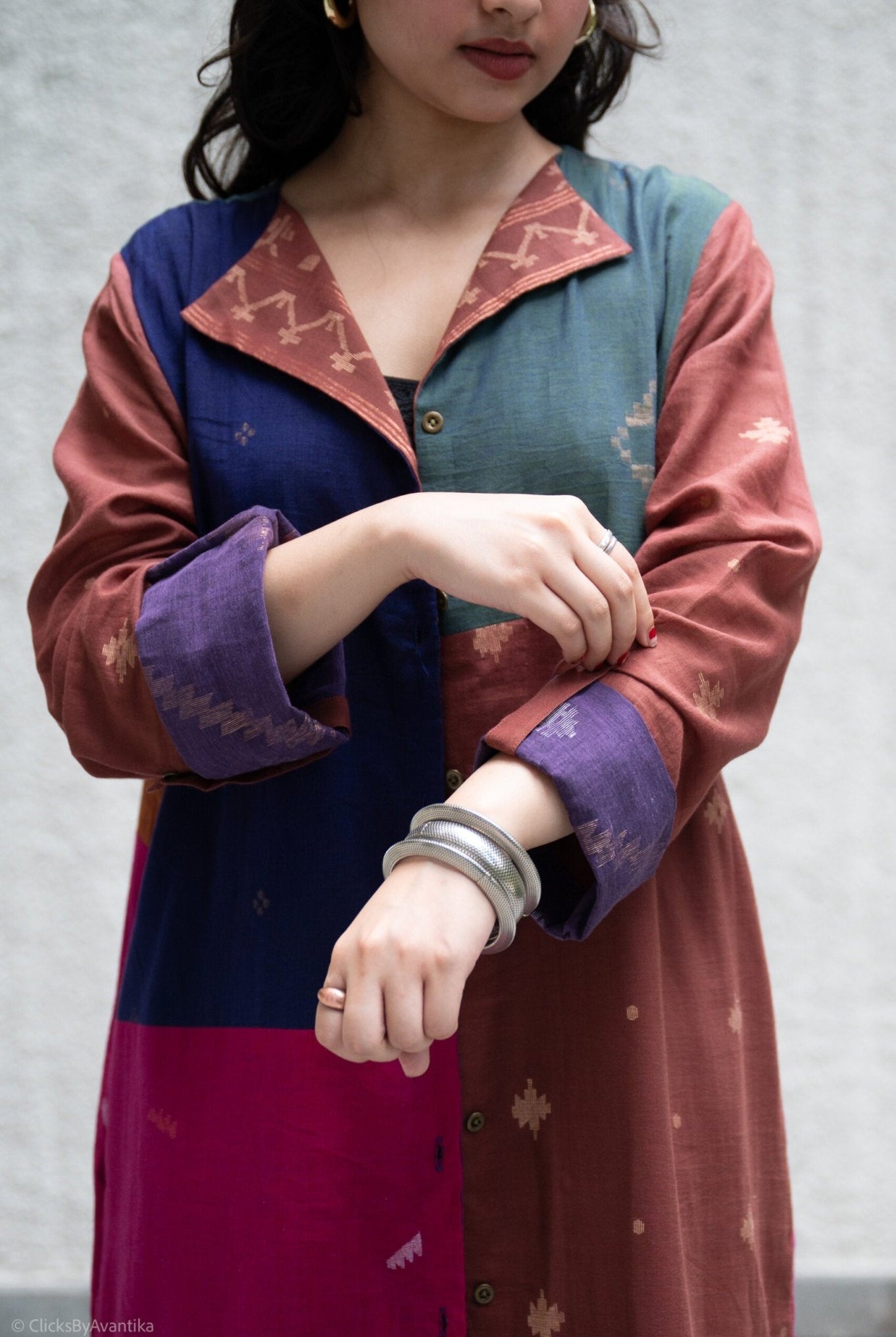 Karat Patch Shirt Dress – Rust Orange Jamdani - CiceroniDressesBhomra
