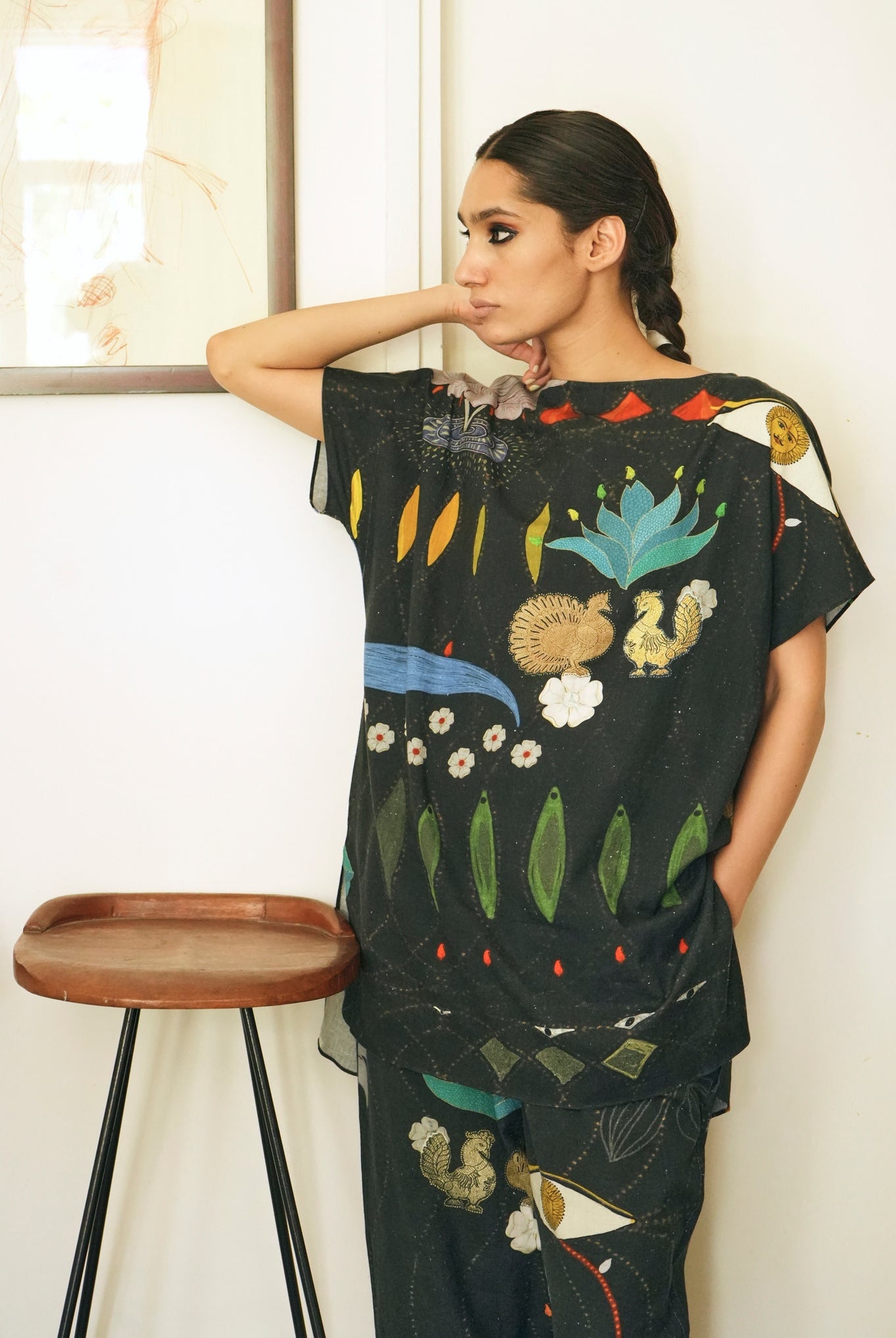 Khadi Cotton Garden Co - ord Set In Chetti Black Print - CiceroniCo - ord SetNIKYTA