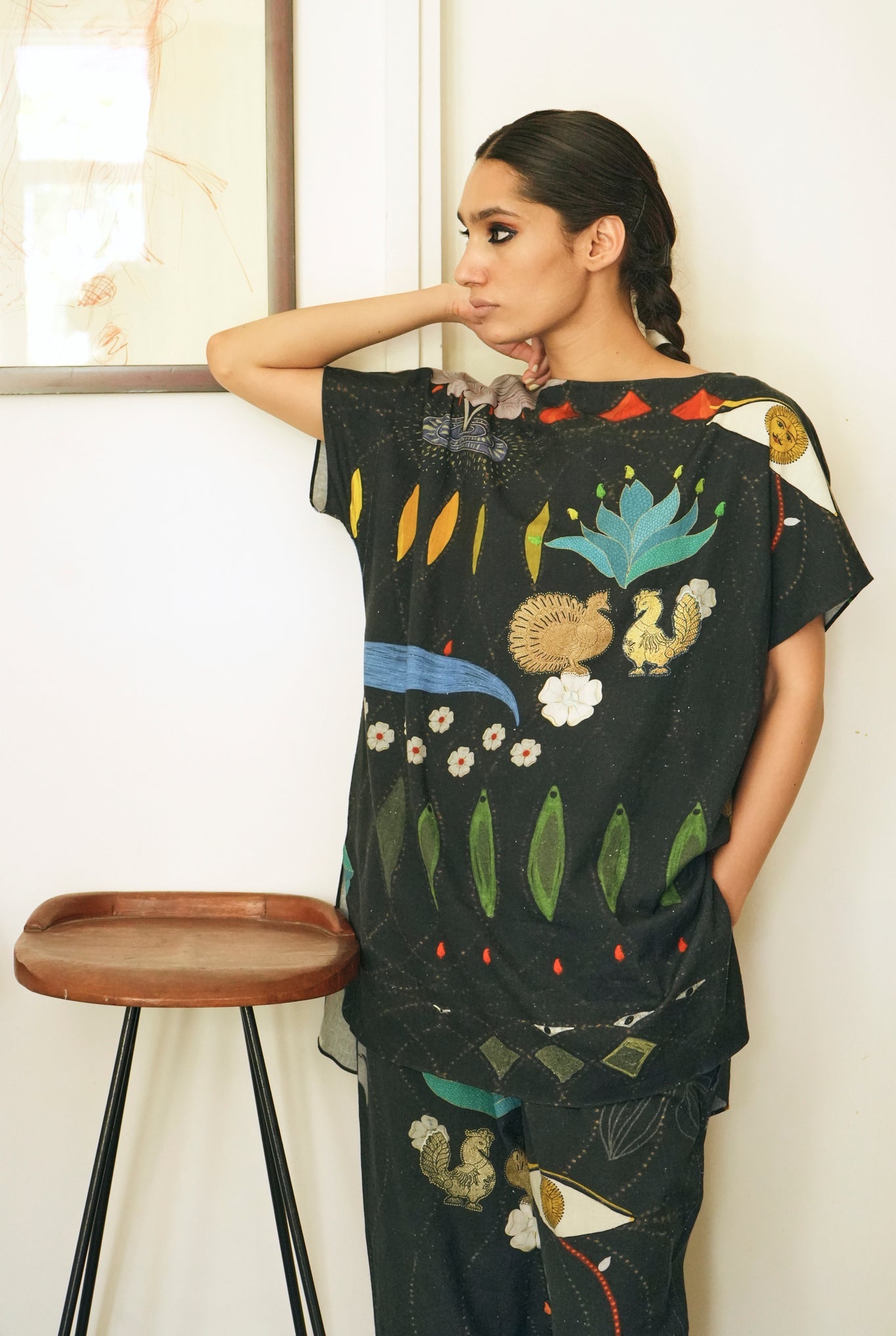 Khadi Cotton Garden Co - ord Set In Chetti Black Print - CiceroniCo - ord SetNIKYTA