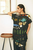 Khadi Cotton Garden Co - ord Set In Chetti Black Print - CiceroniCo - ord SetNIKYTA