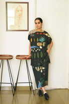 Khadi Cotton Garden Co - ord Set In Chetti Black Print - CiceroniCo - ord SetNIKYTA