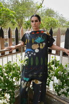 Khadi Cotton Garden Co - ord Set In Chetti Black Print - CiceroniCo - ord SetNIKYTA