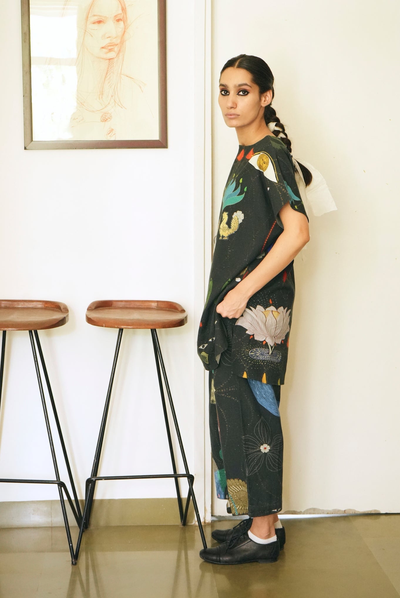 Khadi Cotton Garden Co - ord Set In Chetti Black Print - CiceroniCo - ord SetNIKYTA