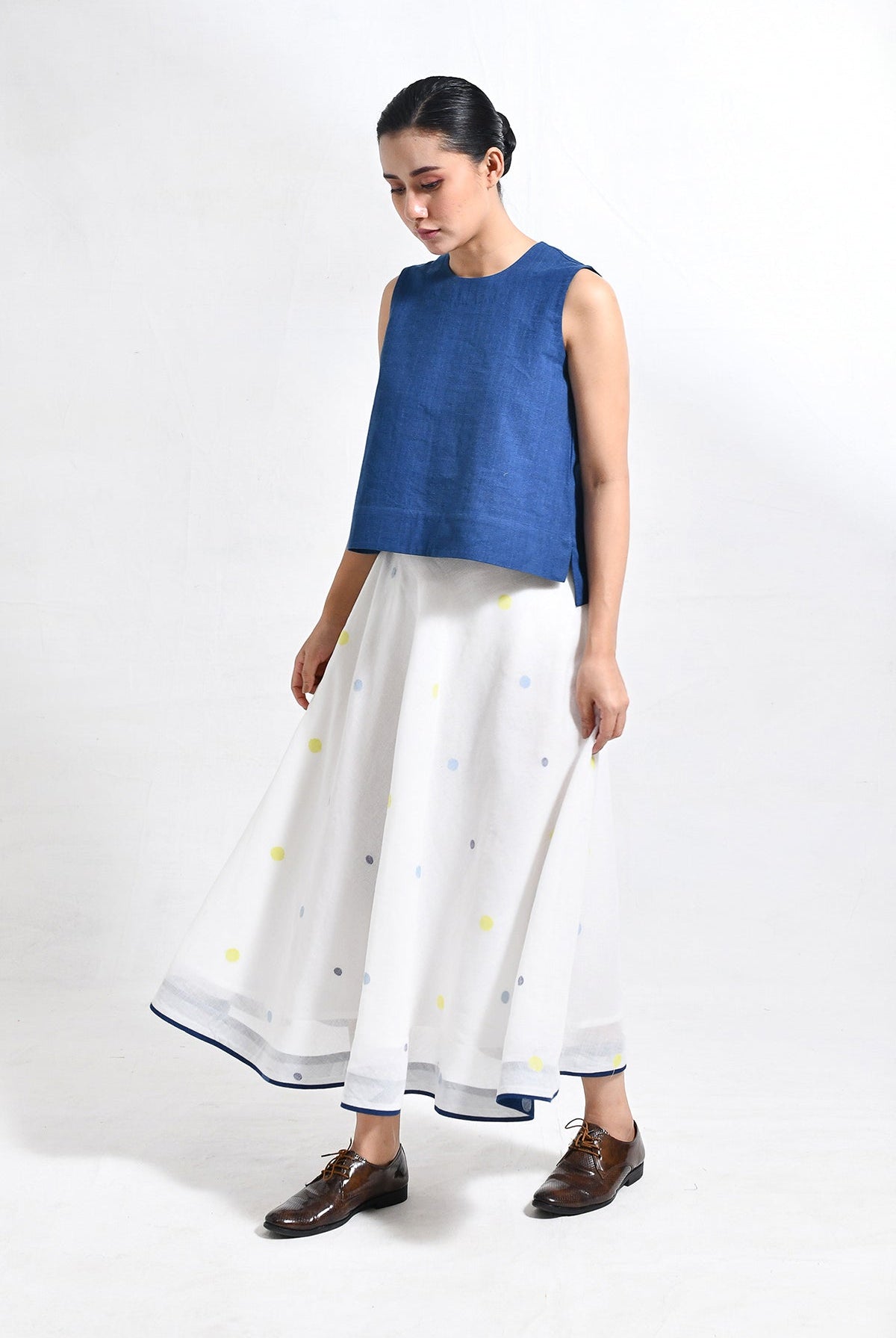 Khadi Crop Top & Jamdani Ureb Skirt Set - CiceroniSkirt SetHiranya