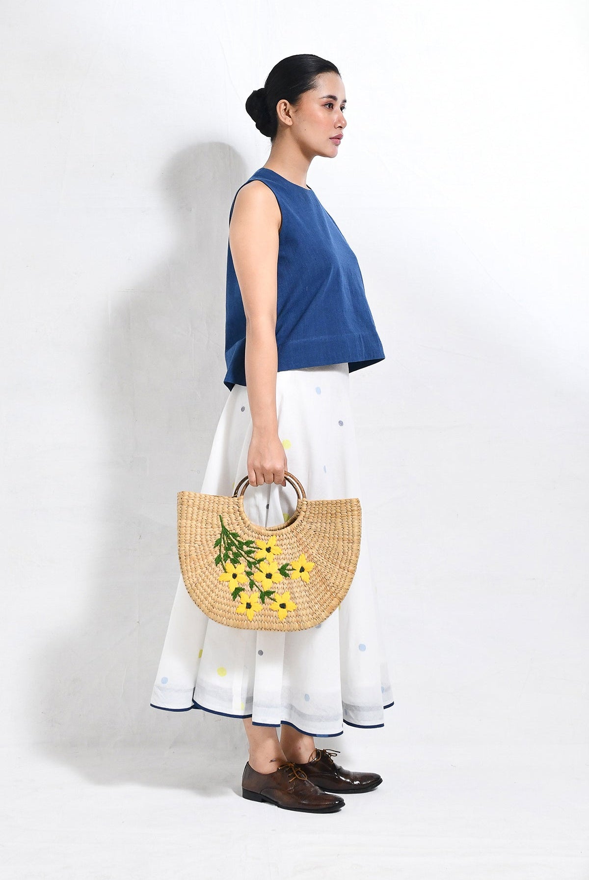 Khadi Crop Top & Jamdani Ureb Skirt Set - CiceroniSkirt SetHiranya