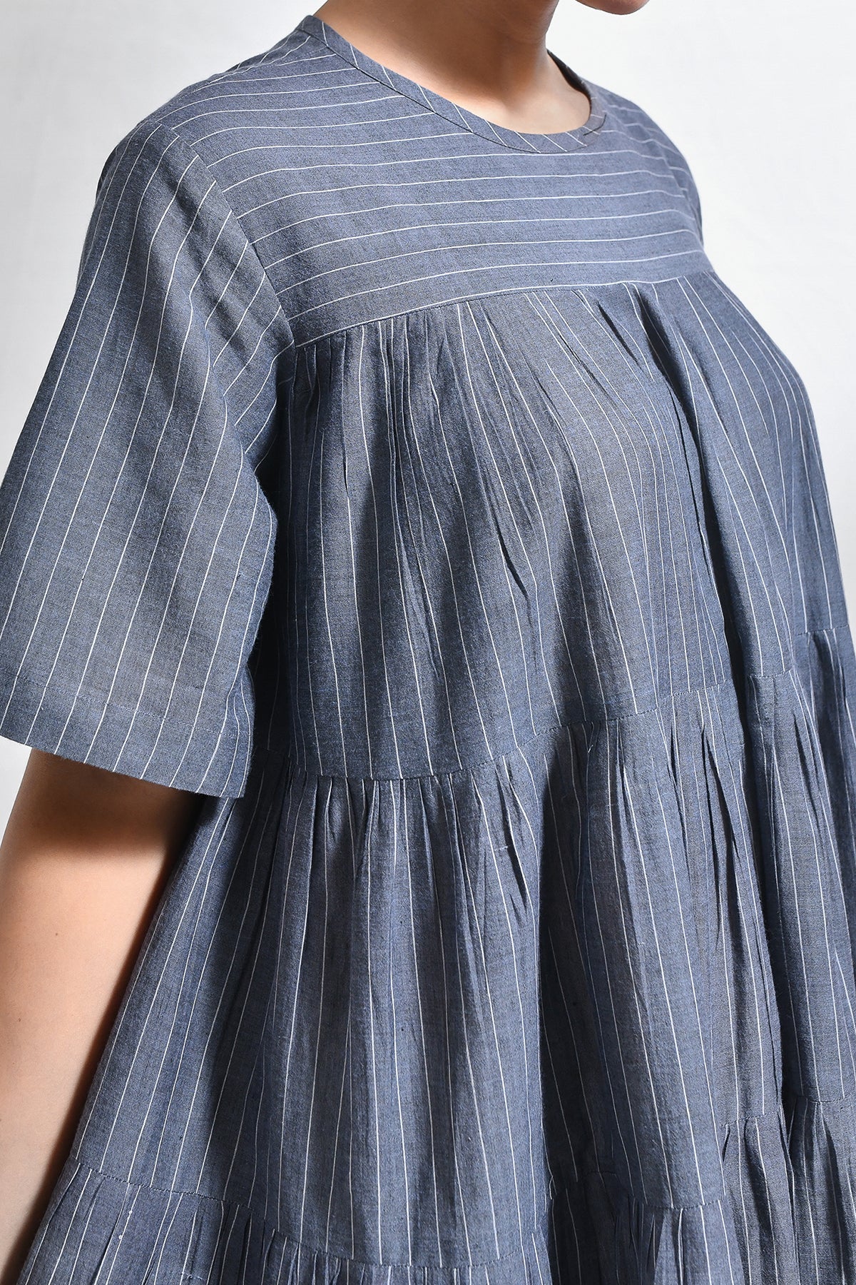 Khadi Striped Tier Dress - CiceroniDressesHiranya