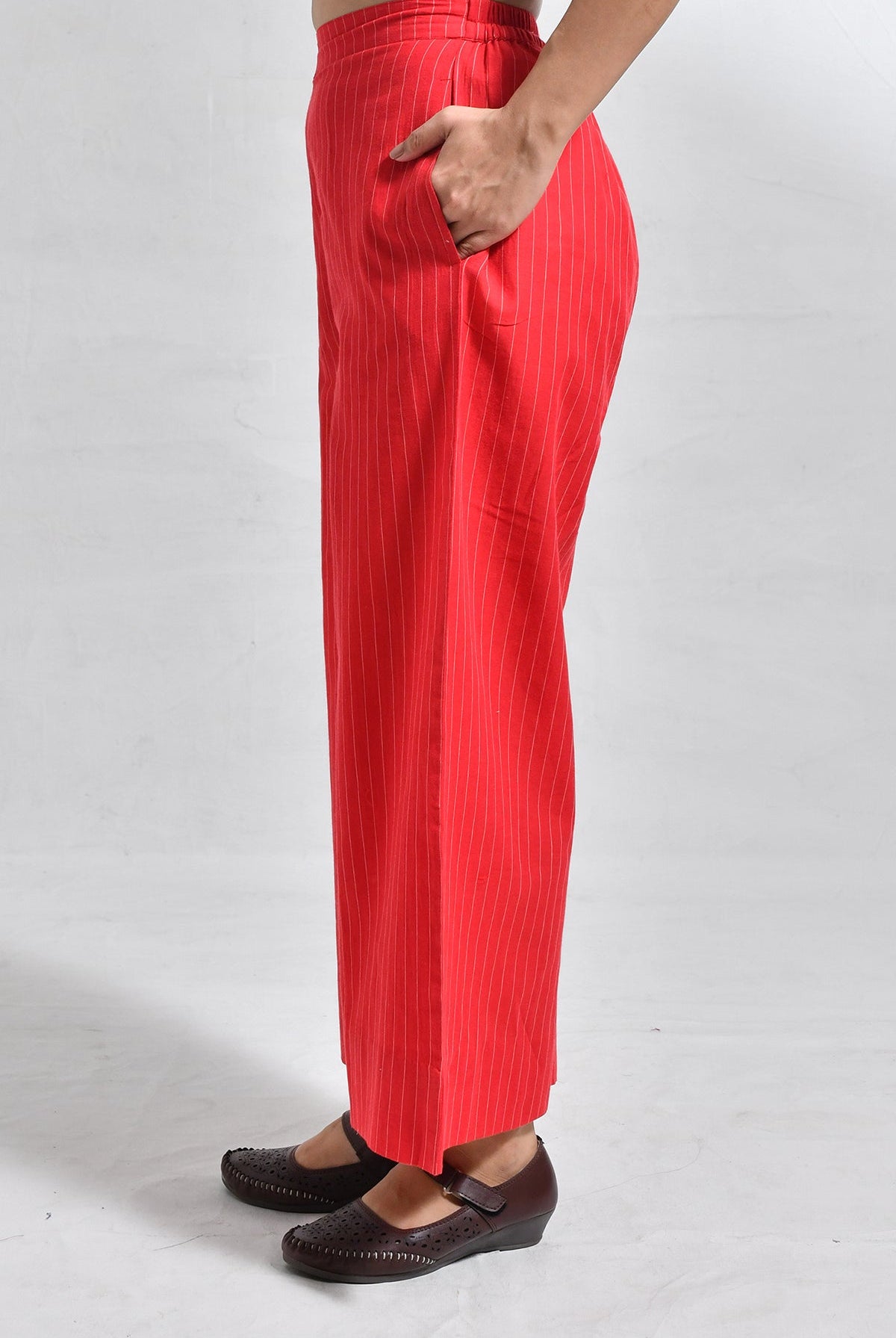 Khadi Stripes Neck - Gather Co - ord (Set of 2) - CiceroniKurta Set, Everyday WearHiranya