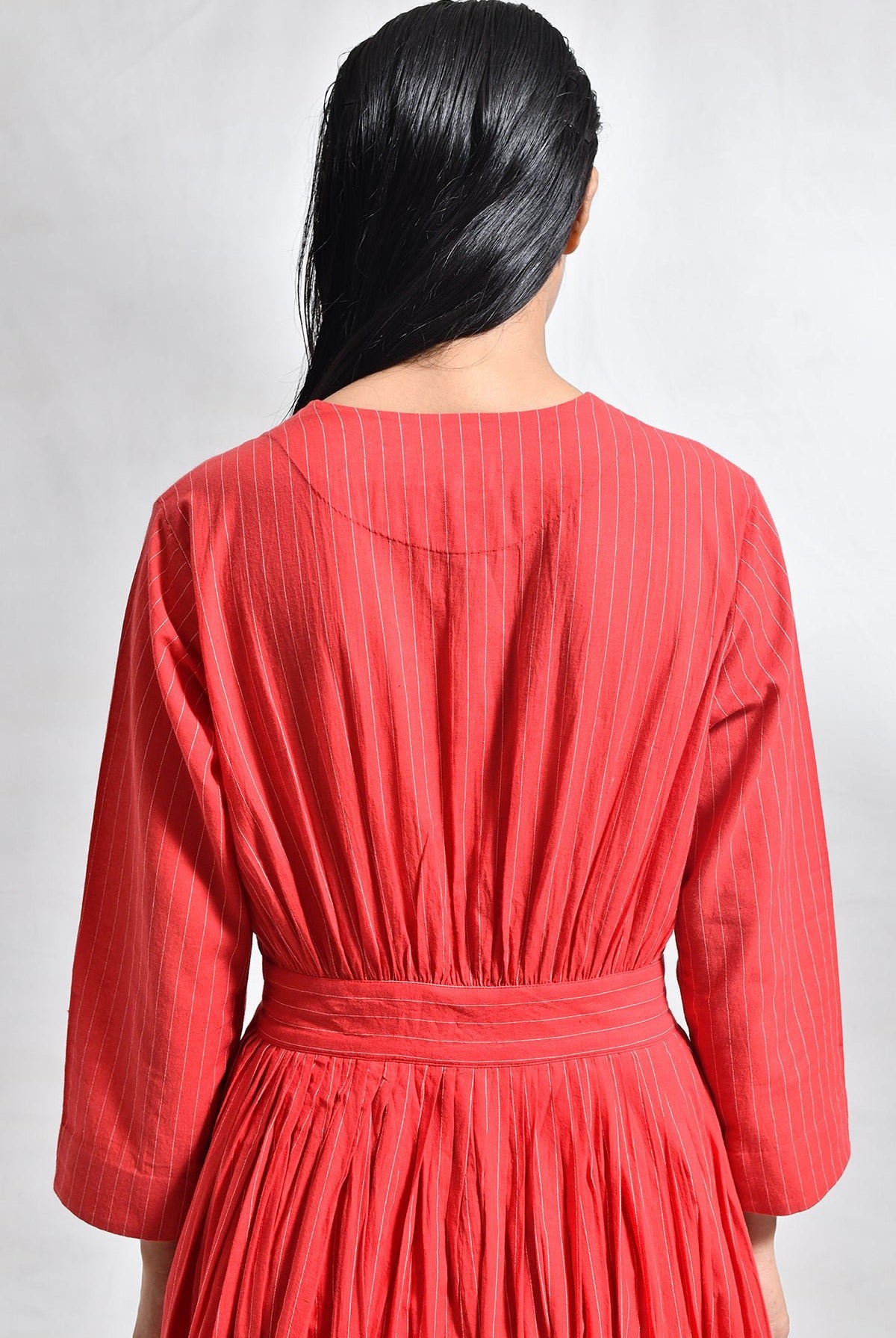 Khadi Stripes Wrap Dress - CiceroniDressesHiranya