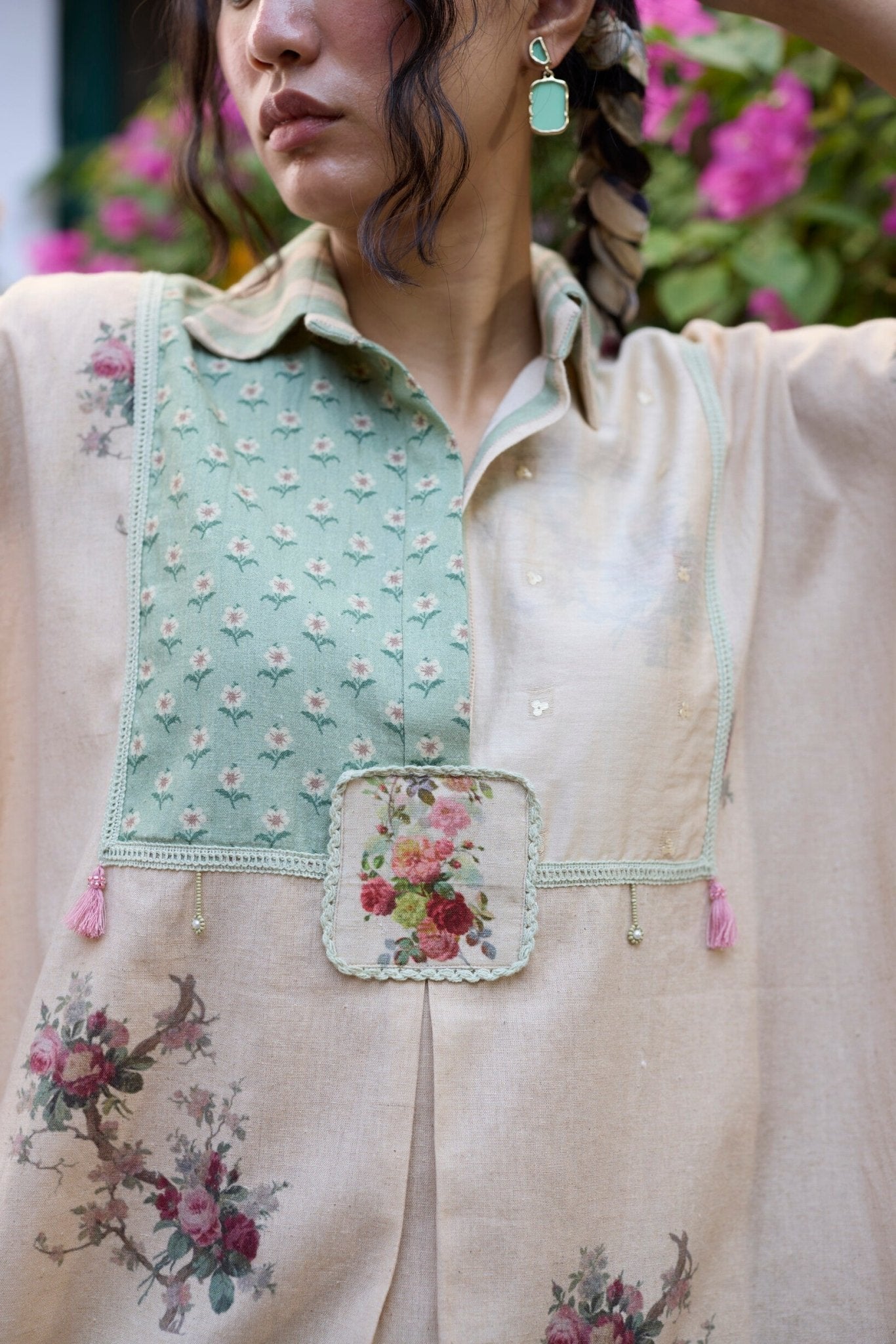 Kiiro Top - Ecru and Pink - CiceroniTopsKhyati Rughani