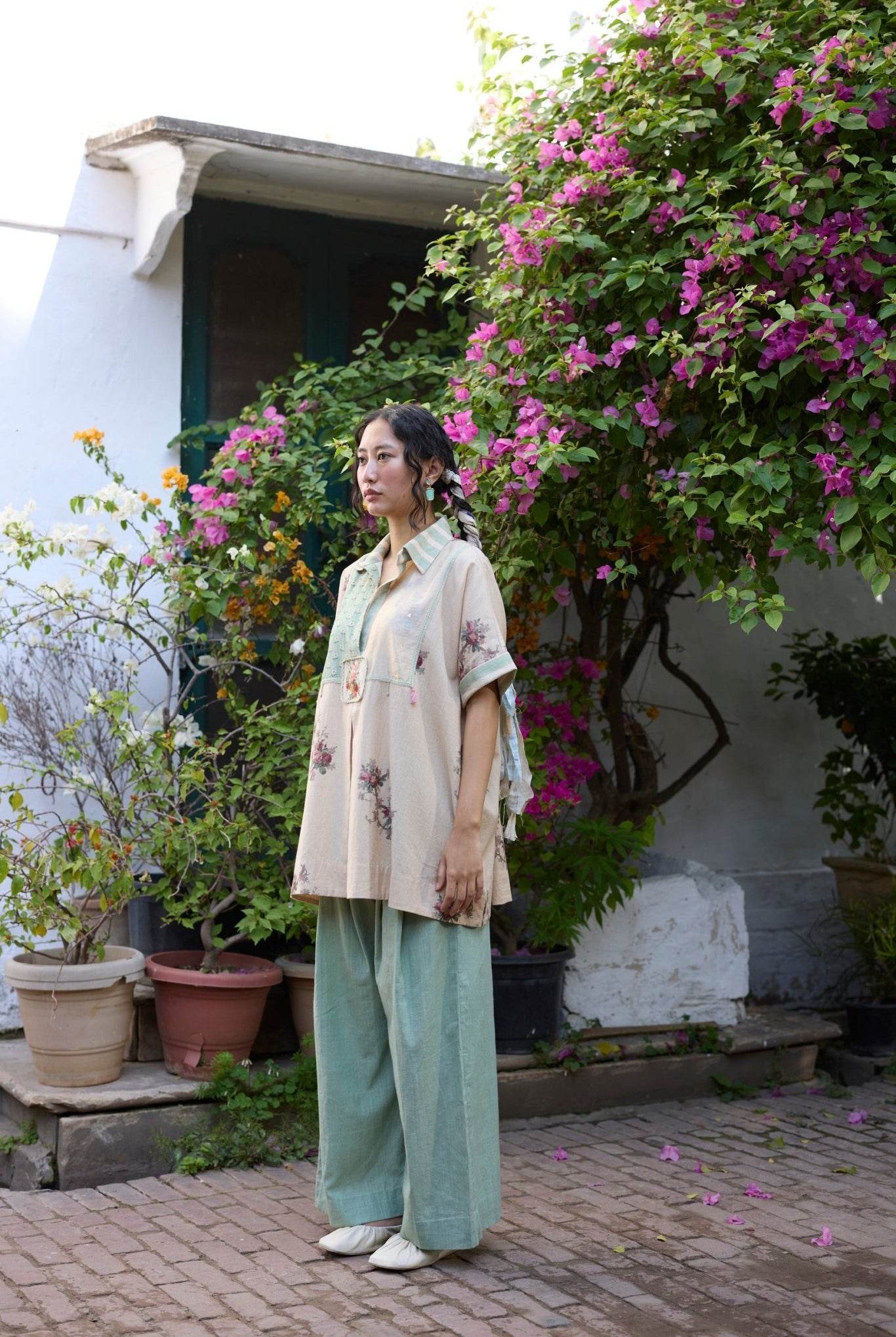 Kiiro Top - Ecru and Pink - CiceroniTopsKhyati Rughani