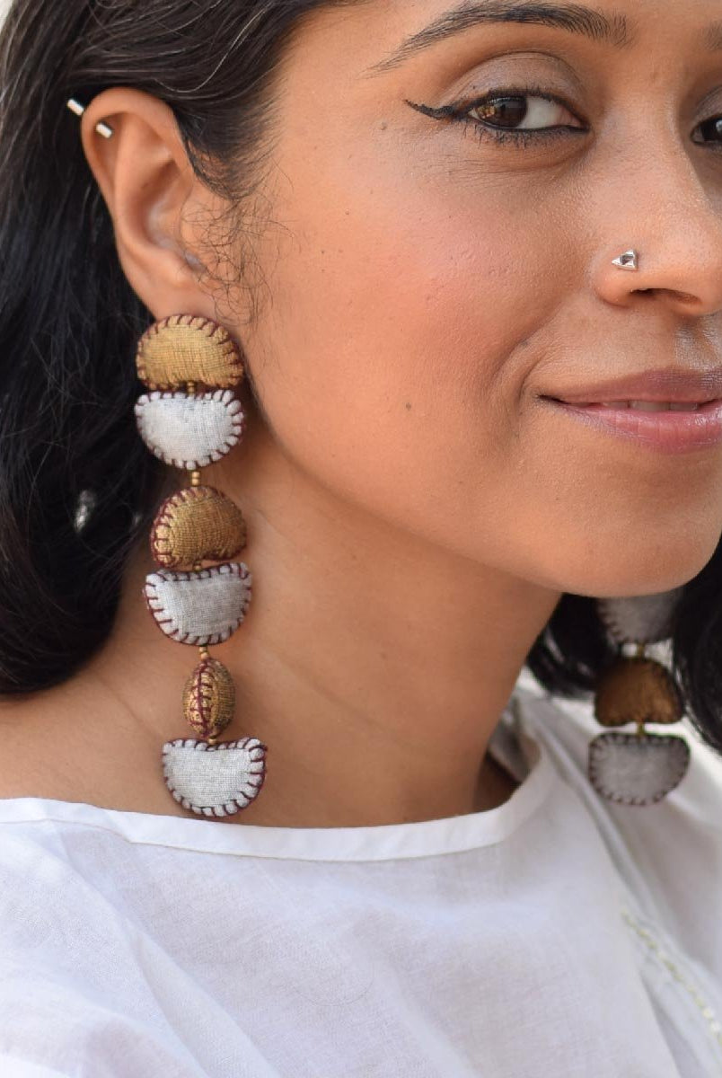 Kimaya Long Earrings - Beige - CiceroniEarringsPaulami
