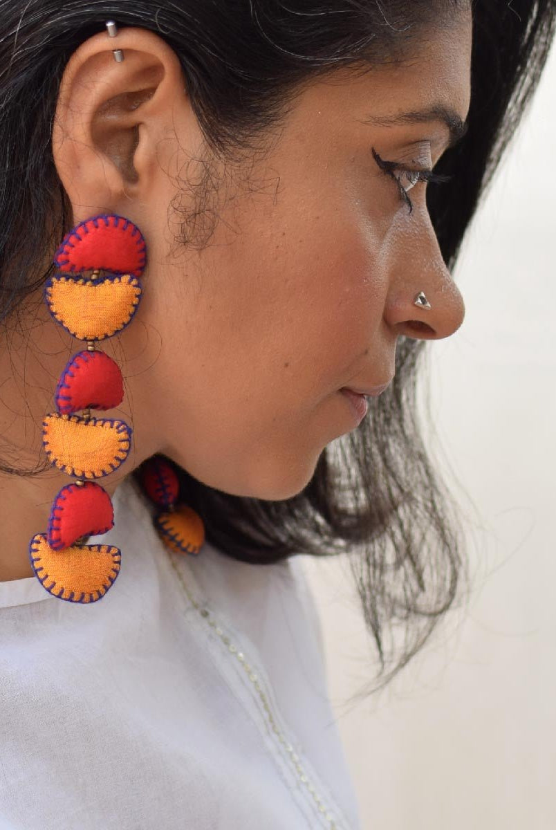Kimaya Long Earrings - Red - CiceroniEarringsPaulami