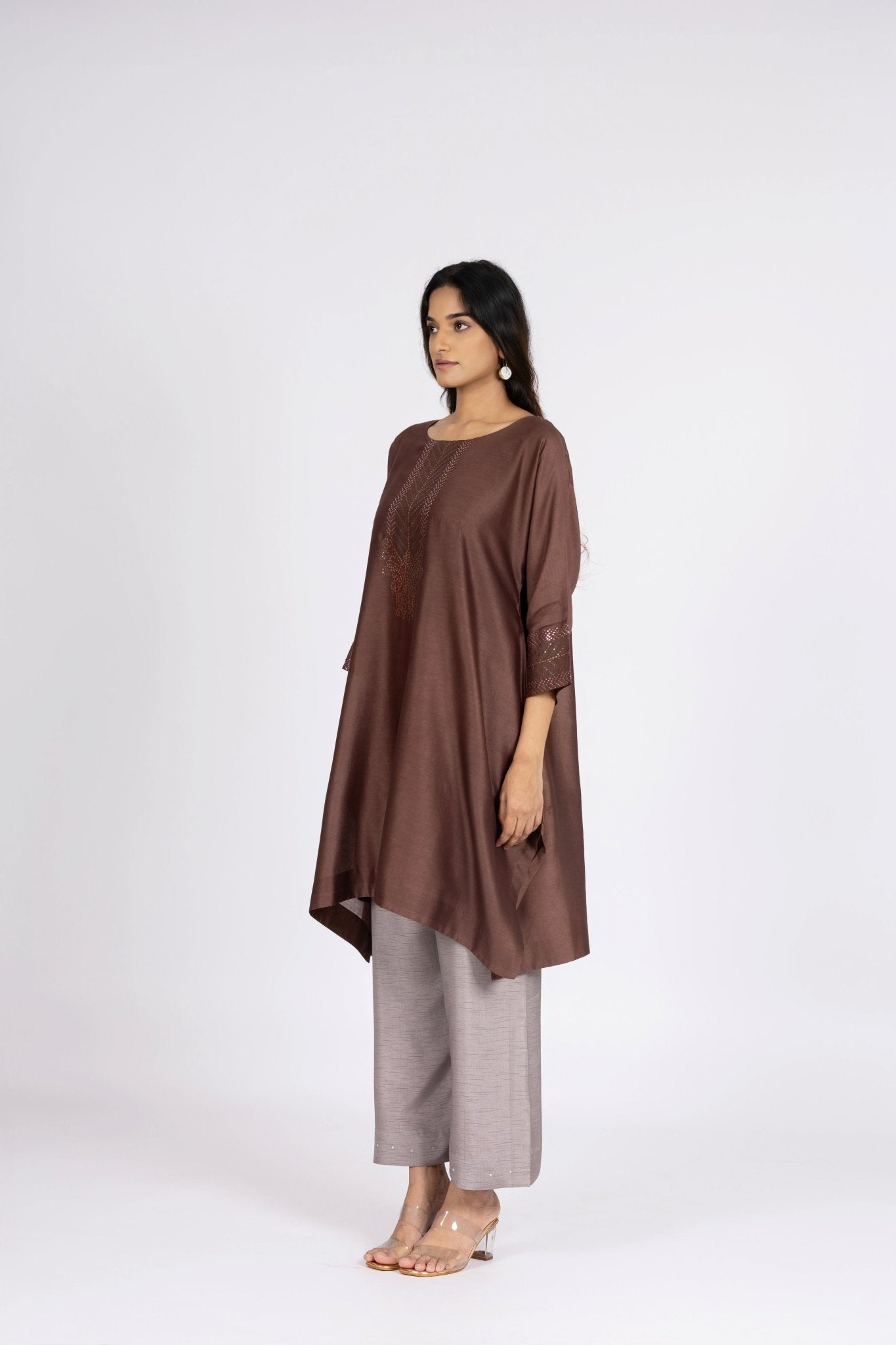 Kimono Tunic and Pants - Choco Brown - CiceroniTunic SetBhavik Shah