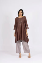 Kimono Tunic and Pants - Choco Brown - CiceroniTunic SetBhavik Shah