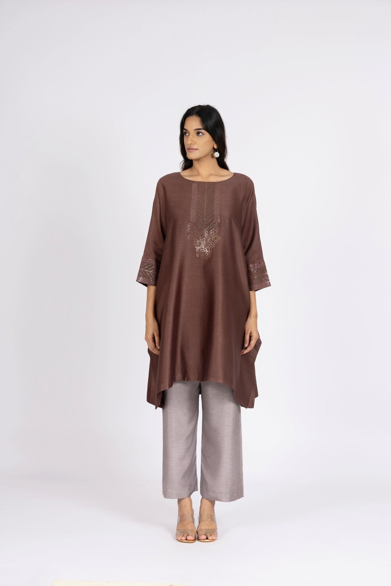 Kimono Tunic and Pants - Choco Brown - CiceroniTunic SetBhavik Shah