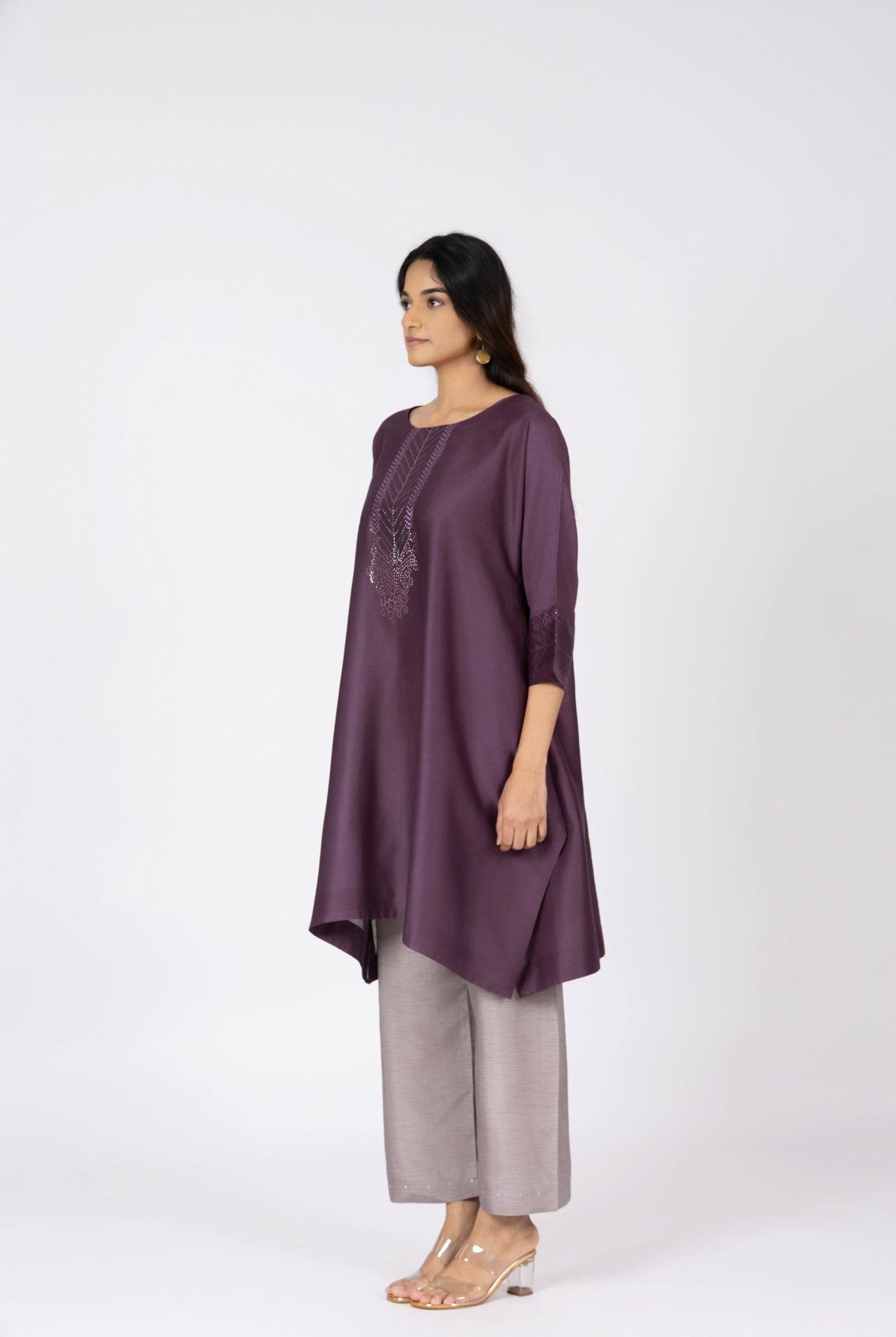 Kimono Tunic and Pants - Plum Brown - CiceroniTunic SetBhavik Shah