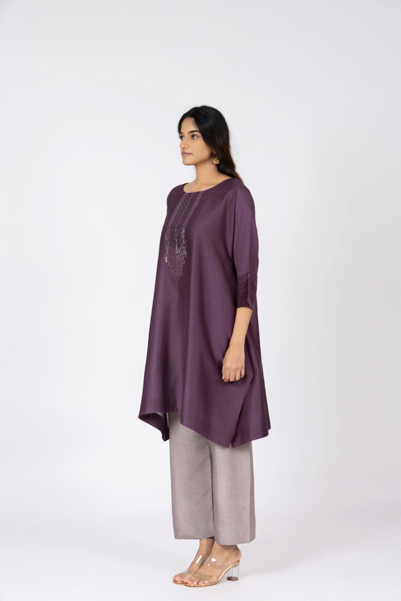 Kimono Tunic and Pants - Plum Brown - CiceroniTunic SetBhavik Shah