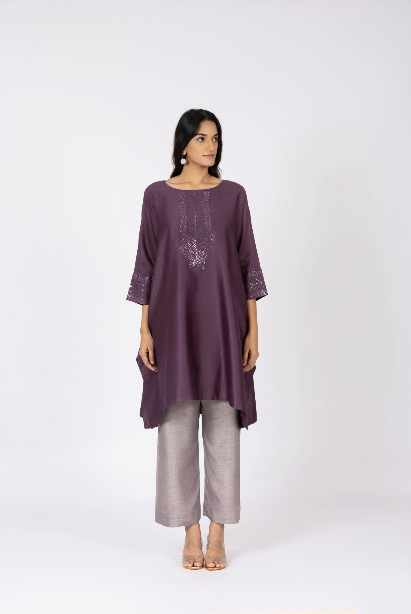 Kimono Tunic and Pants - Plum Brown - CiceroniTunic SetBhavik Shah