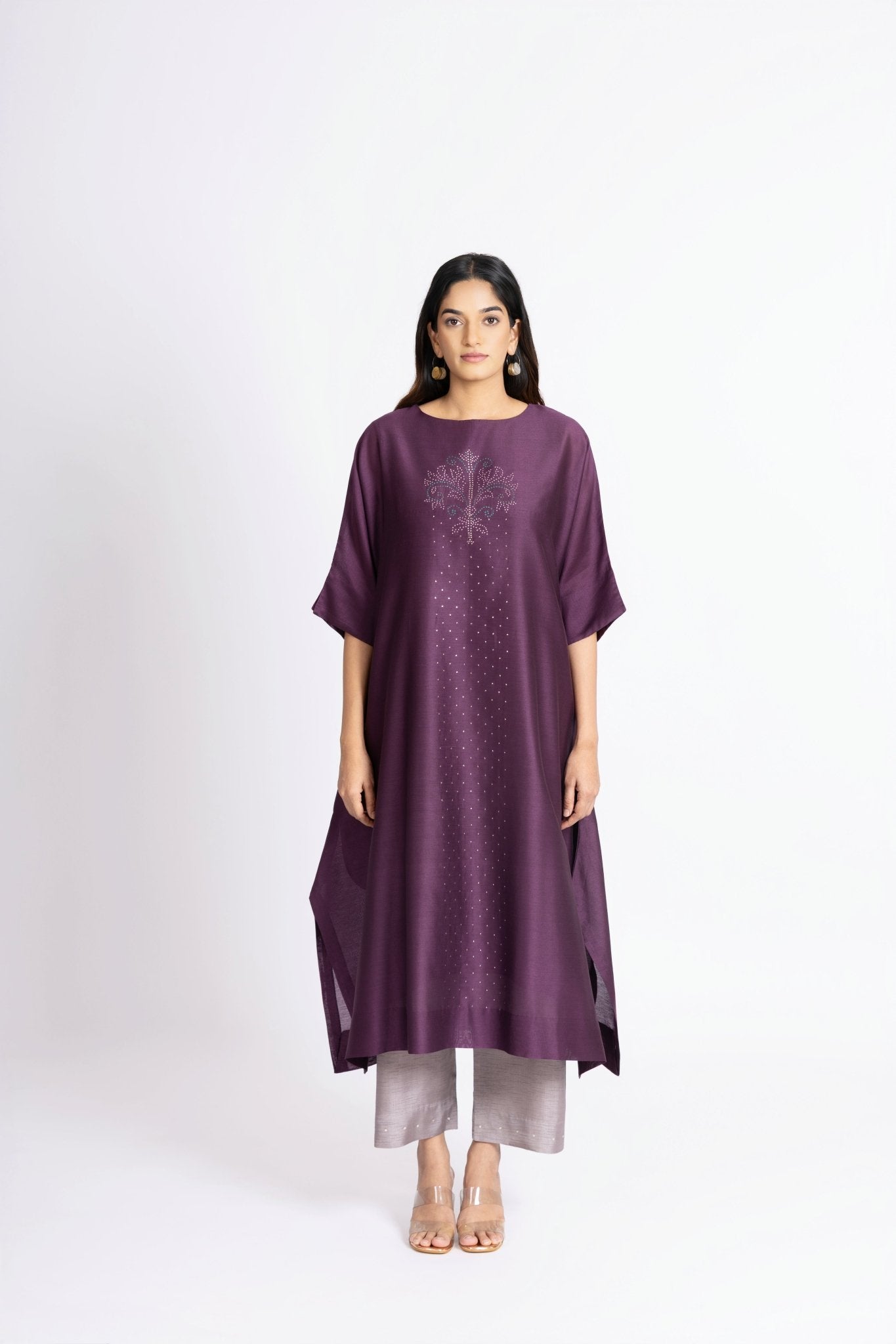 Kimono Tunic and Pants - Plum Brown - CiceroniTunic SetBhavik Shah