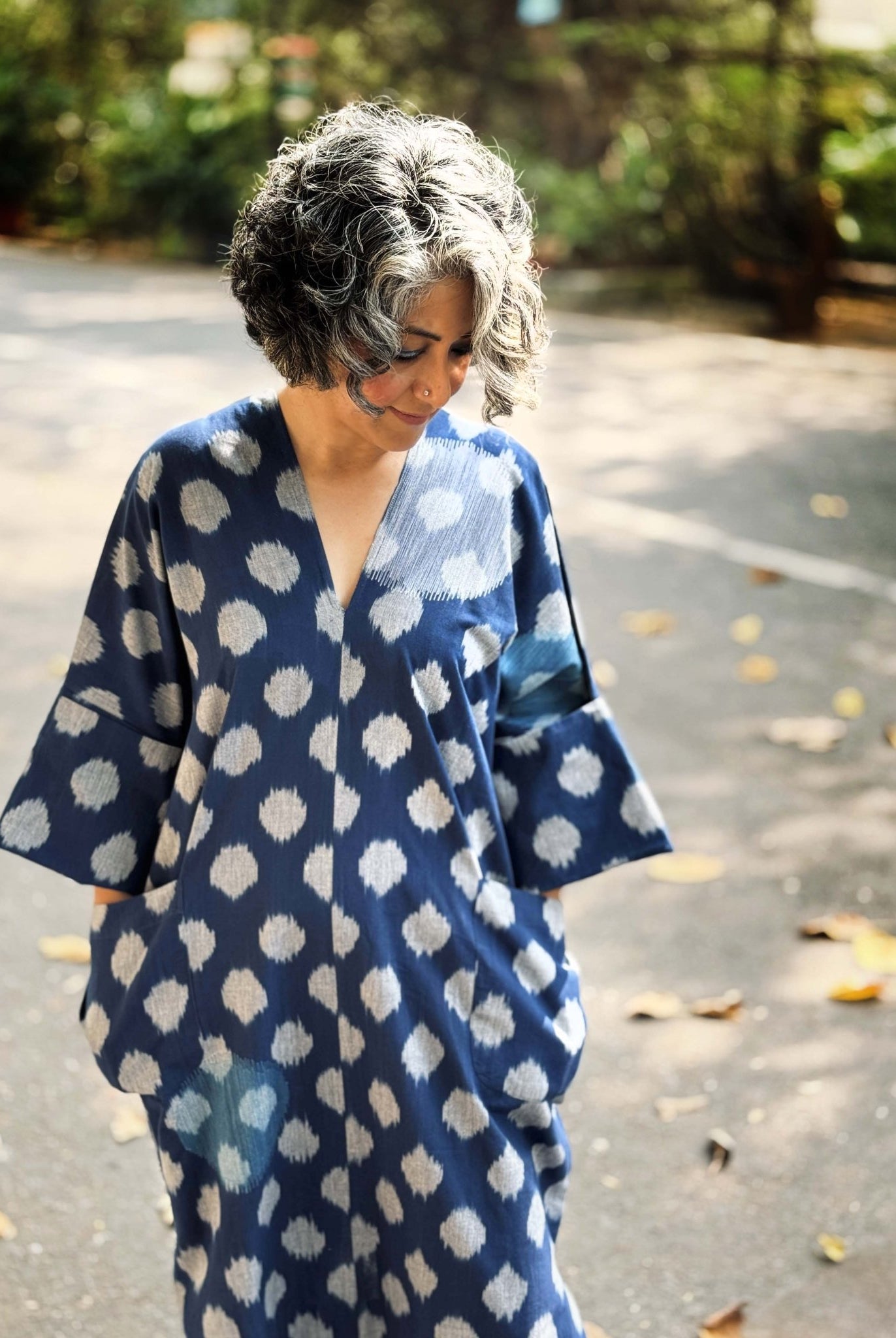 Kimono Tunic in Blue Ikat - CiceroniTunicsChiu