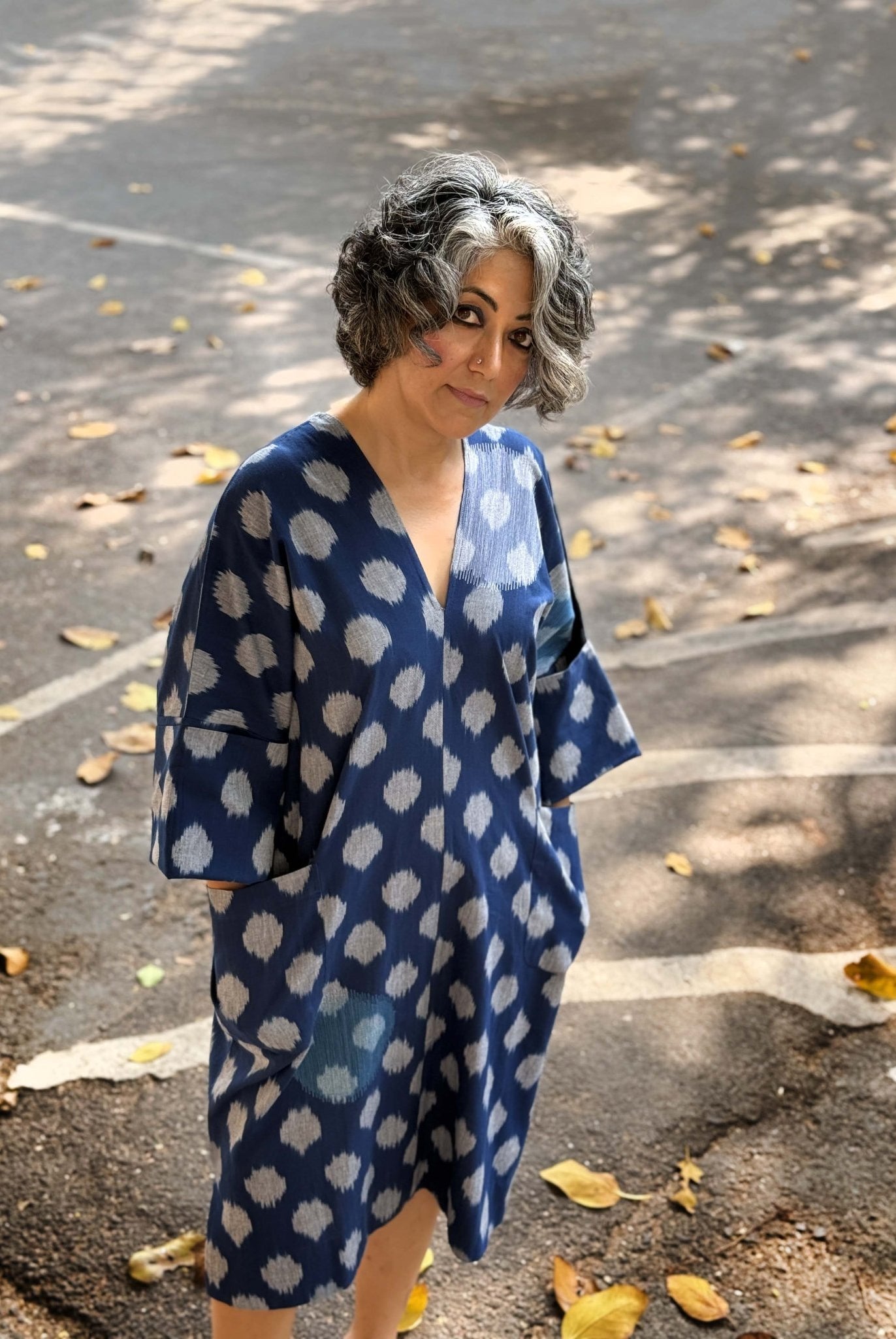 Kimono Tunic in Blue Ikat - CiceroniTunicsChiu