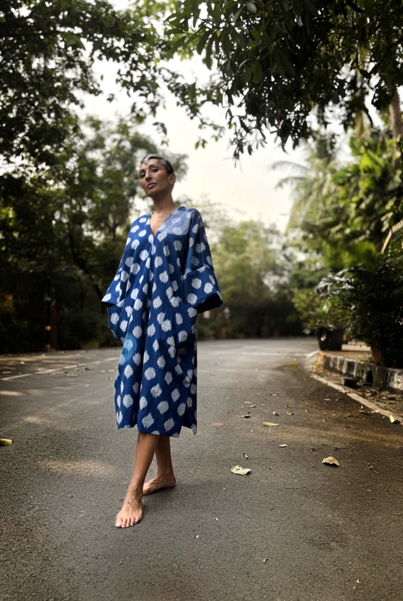 Kimono Tunic in Blue Ikat - CiceroniTunicsChiu