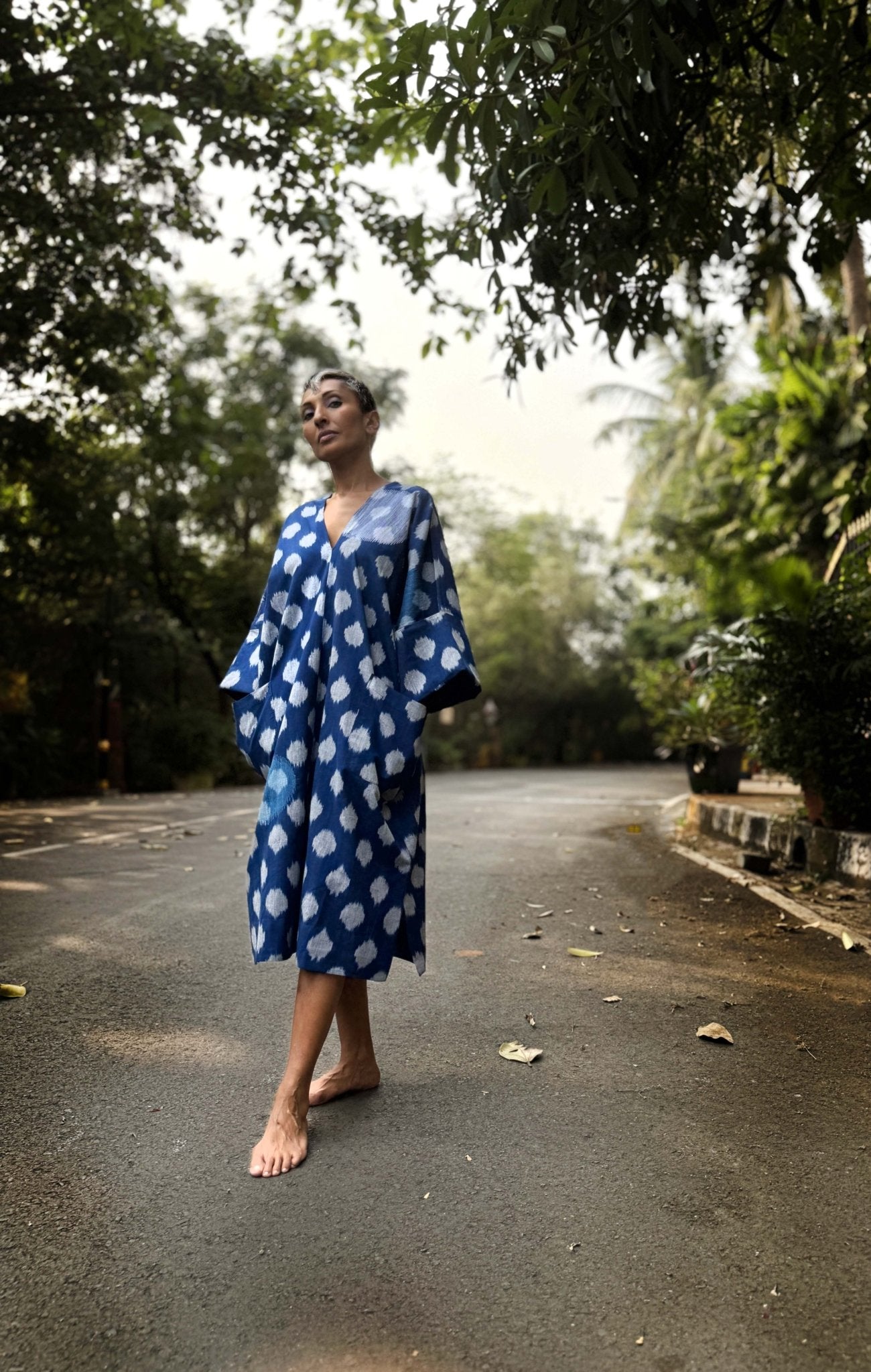 Kimono Tunic in Blue Ikat - CiceroniTunicsChiu