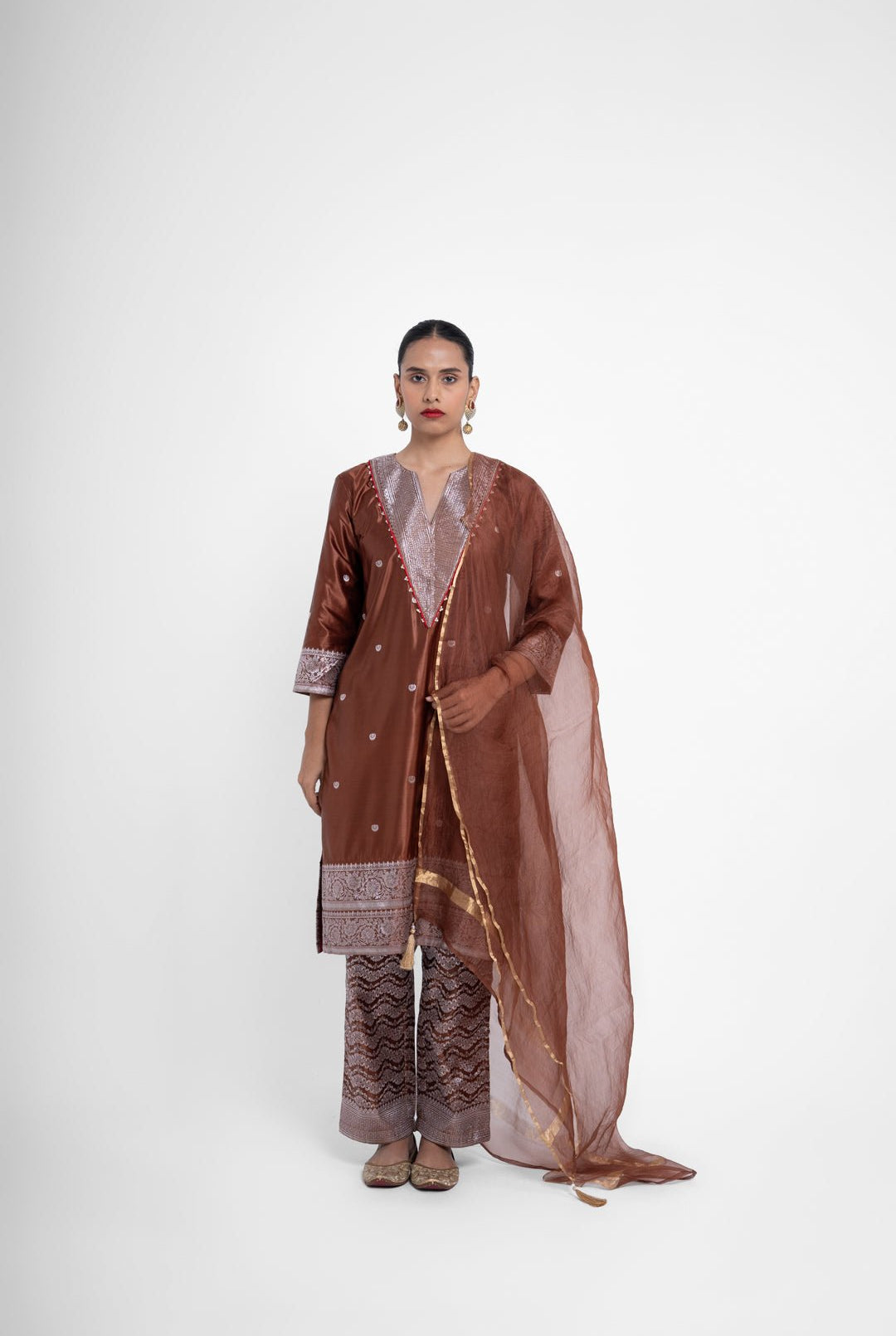 Kiran Kurta Set In Brown - CiceroniKurta Set, Festive WearShriya Singhi